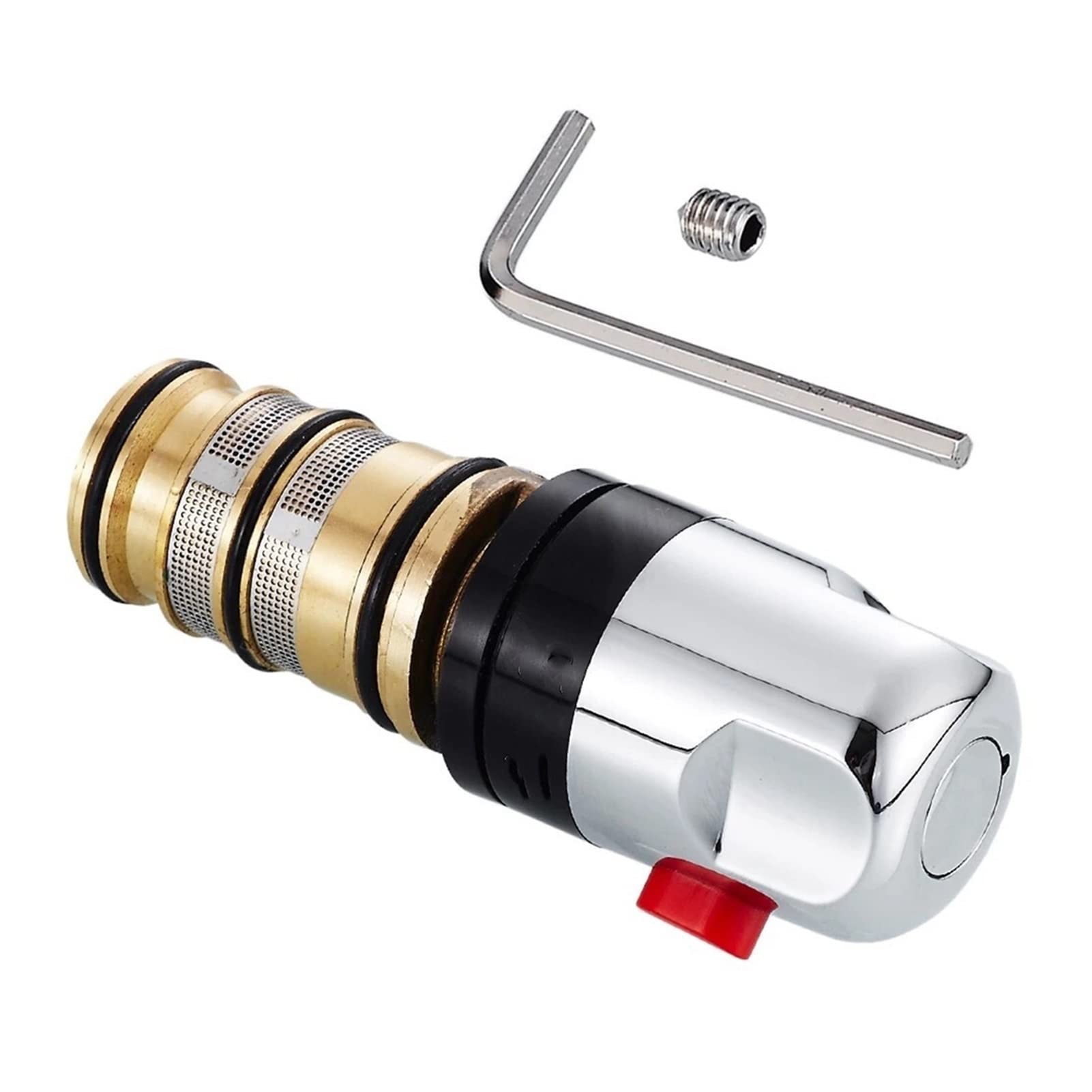 ZRYHBODAOO Brass Thermostatic Valve Core - Faucet Extender for Bath Mixer & Shower Tap Replacement - Durable Cartridge Valve Handle with Solar Thermostatic Technology - Perfect for Home Bathroom Renovation and Plumbing Repair