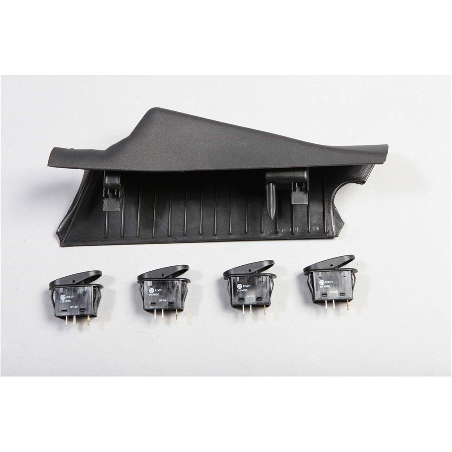 Rugged Ridge Switch Pod Kit for Jeep Wrangler JK (2011-2018) - A-Pillar Mount with 4 Switches, Black, RHD (Part# 17235.97) | Off-Road Lighting & Accessory Control for Enhanced 4x4 Adventures