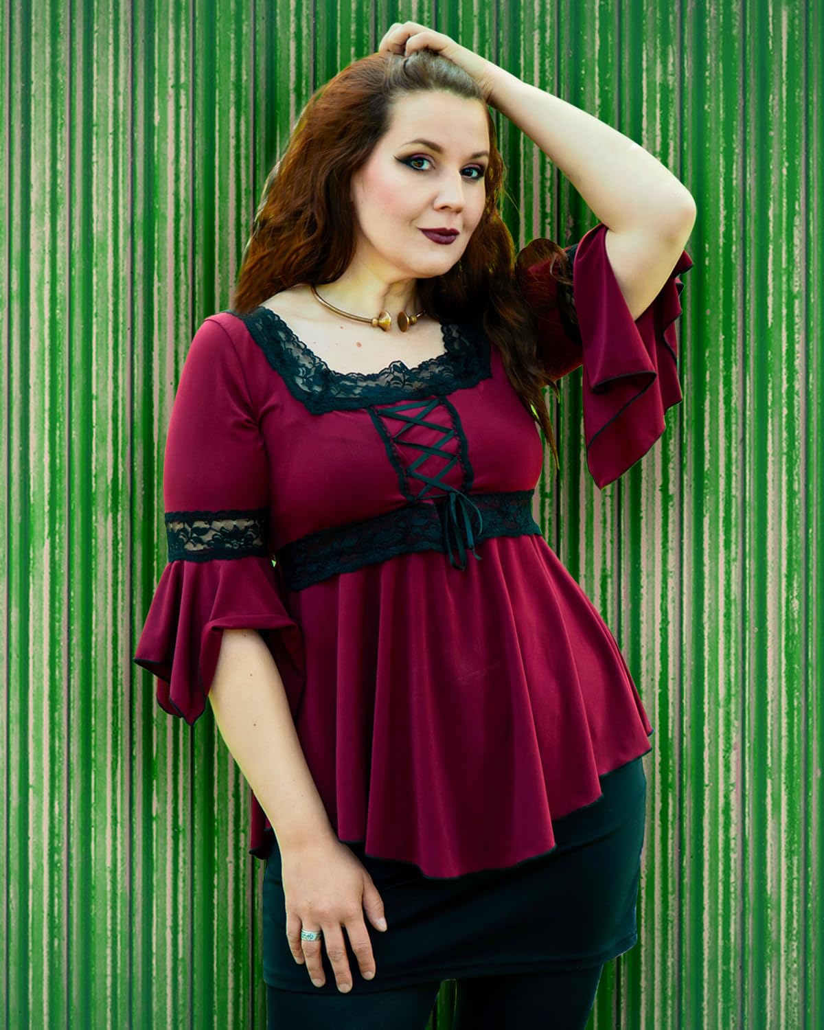 Victorian Gothic Renaissance Corset Top for Women - Boho Lace Blouse for Cosplay, Renaissance Fairs & Festival Fashion | Elegant Peasant Style Top for Historical Reenactments & Themed Parties