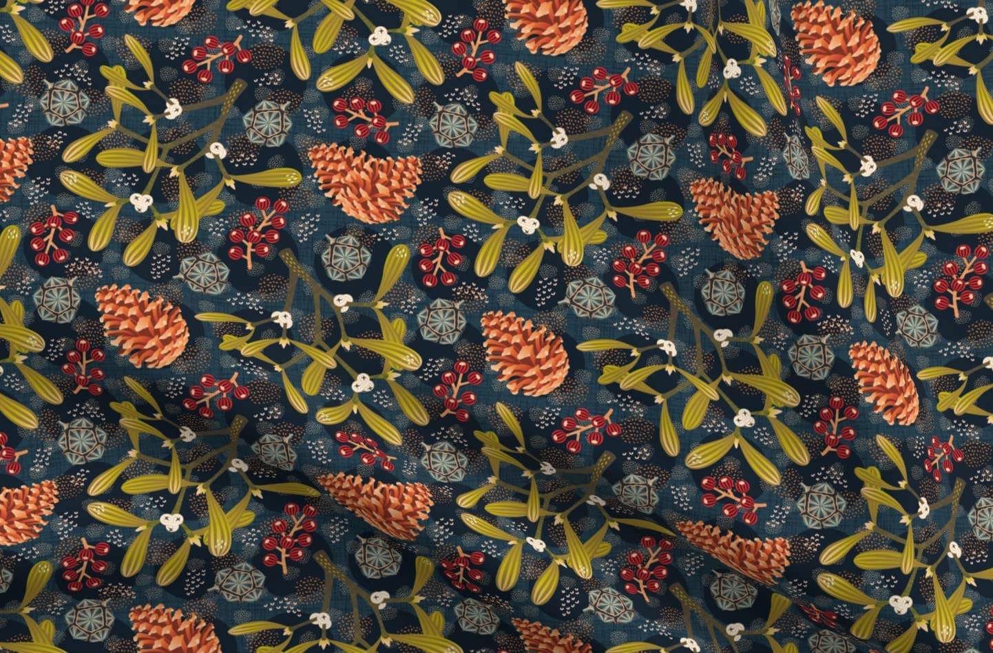 Winter Christmas Flora Berries Printed Minky Fabric by The Yard - Soft Plush Fabric for Sewing Baby Blankets, Quilt Backing & DIY Holiday Decorations - Spoonflower Premium Fabric
