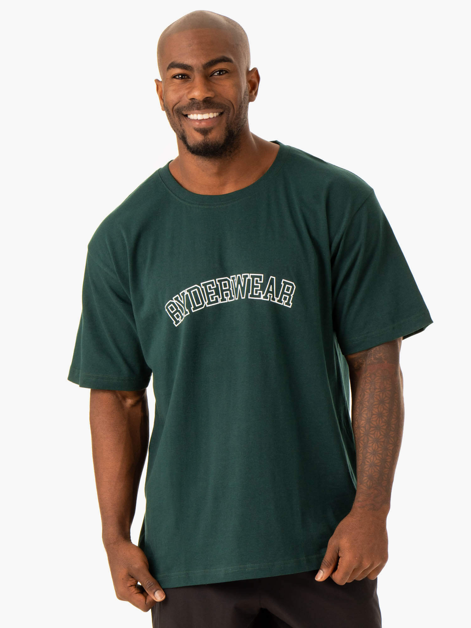 Oversized T-Shirt for Women - Soft Cotton Bottle Green Relaxed Fit Tee - Casual Loungewear & Streetwear Fashion