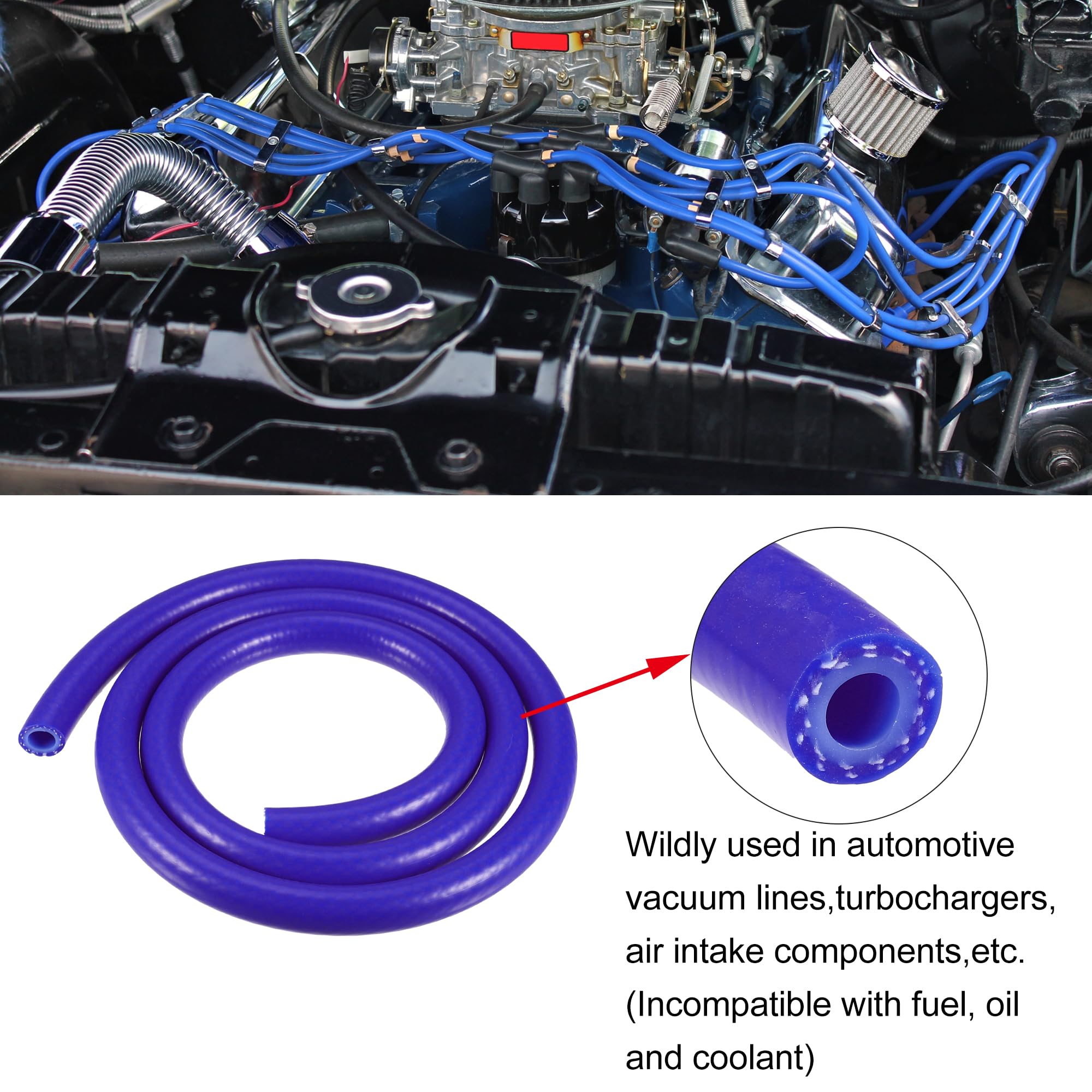 X AUTOHAUX 12mm Blue Silicone Vacuum Hose - 4.92ft High-Temperature Resistant Engine Air Intake Pipe for Automotive, Motorcycle, ATV & Marine Applications - Perfect for Turbo, Intake & Vacuum Systems