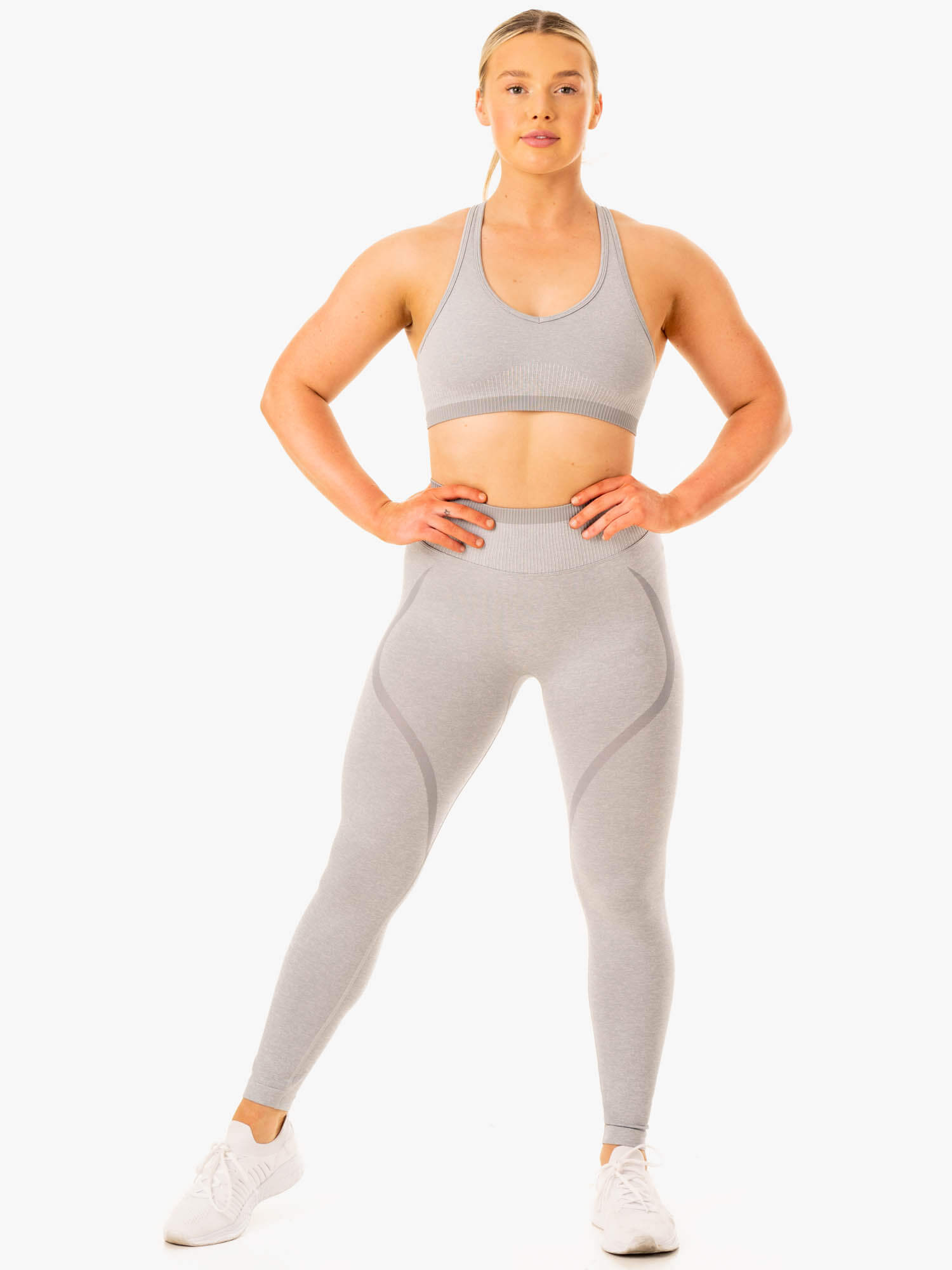 Excel Seamless Sports Bra for Women - High Support Workout Top - Grey Marl - Perfect for Yoga, Running & Gym