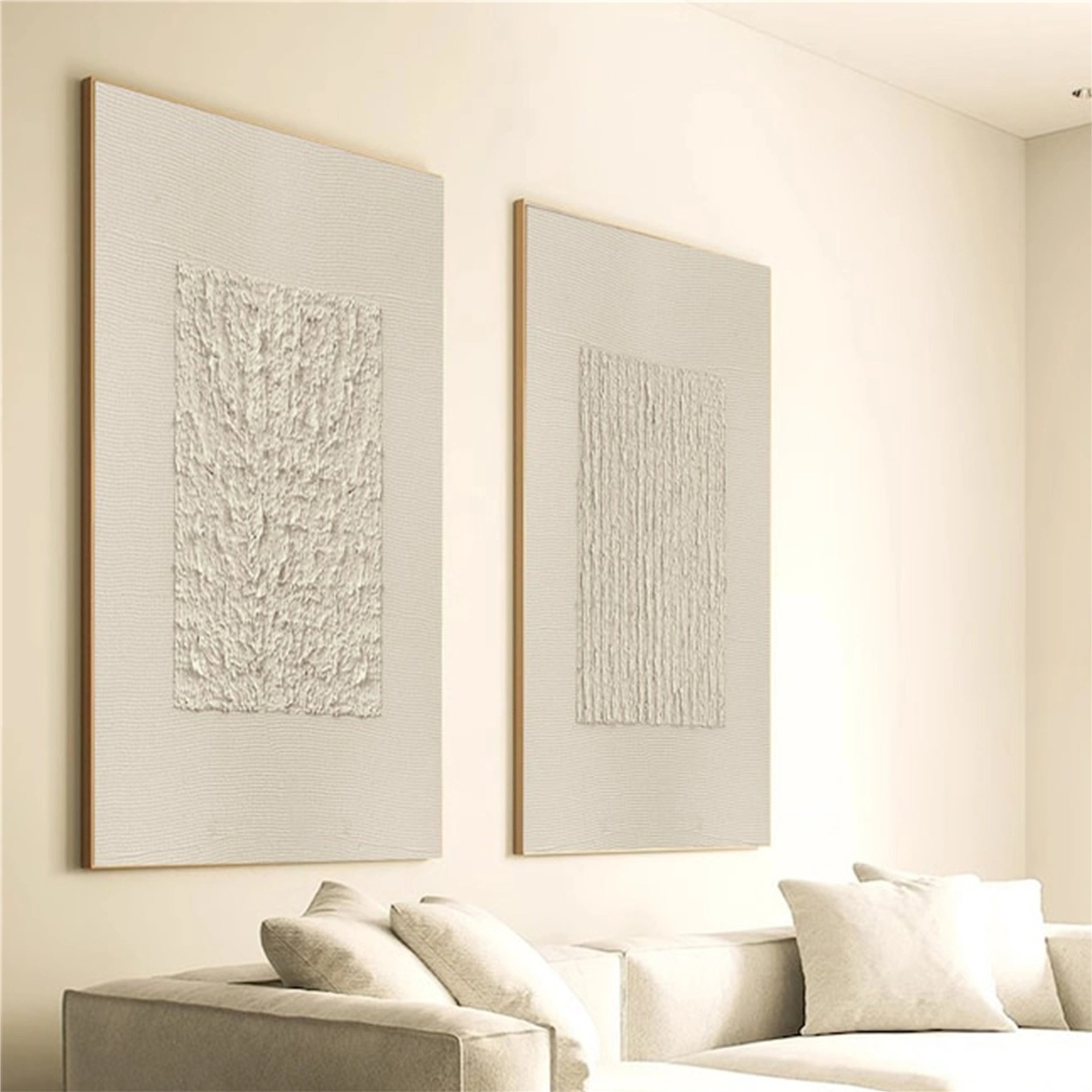 Abstract Wall Art Set of 2 - Beige & Brown Modern Canvas Paintings #BB087 | Perfect for Living Room, Bedroom & Office Decor