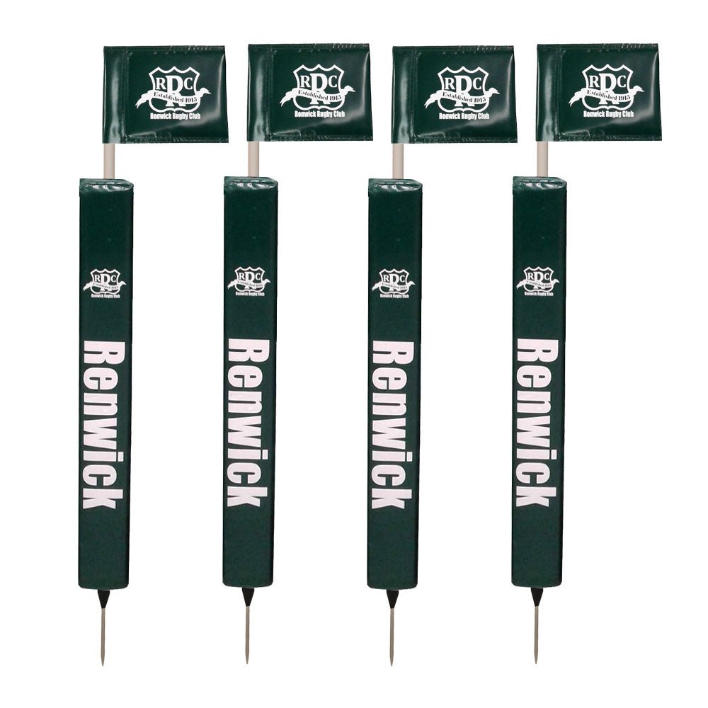 Touchline Pole with Printed Rigid Flag & Protector - Durable Soccer Referee Equipment for Field Marking & Game Officiating