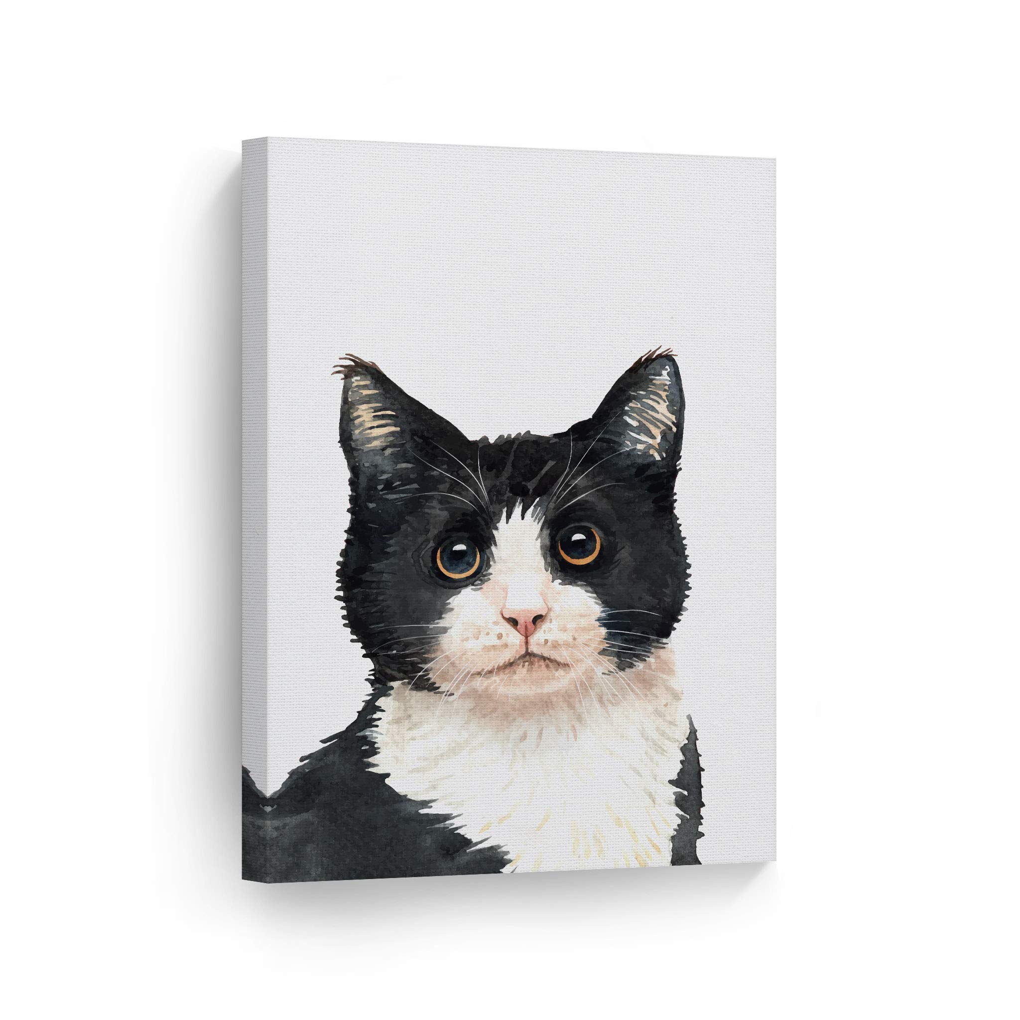 Cute Cat Watercolor Painting - Woodland Animal Wall Art Canvas Print for Pet Lovers, Cat Owners & Parents - Perfect Gift for Mom, Dad, Office, Bedroom, Nursery & Kids Room Decor - 40x30 Rolled Canvas (Ideal for Home, Office & Gift Giving Scenarios)