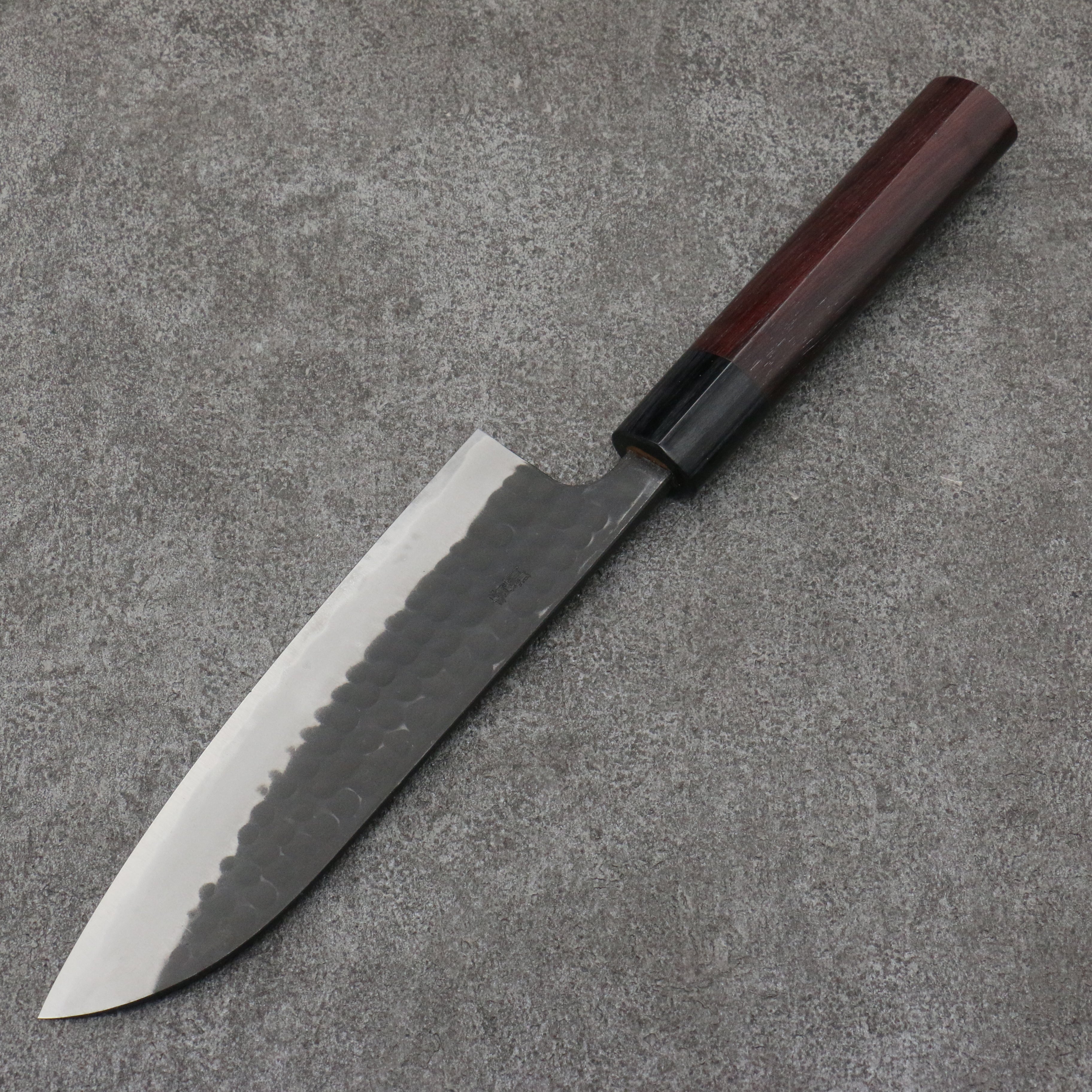 Premium Nao Yamamoto Blue Steel Kurouchi Santoku Knife 170mm - Shitan Handle with Black Pakka Wood Ferrule - Perfect for Slicing, Dicing & Chopping Vegetables, Meat & Fish