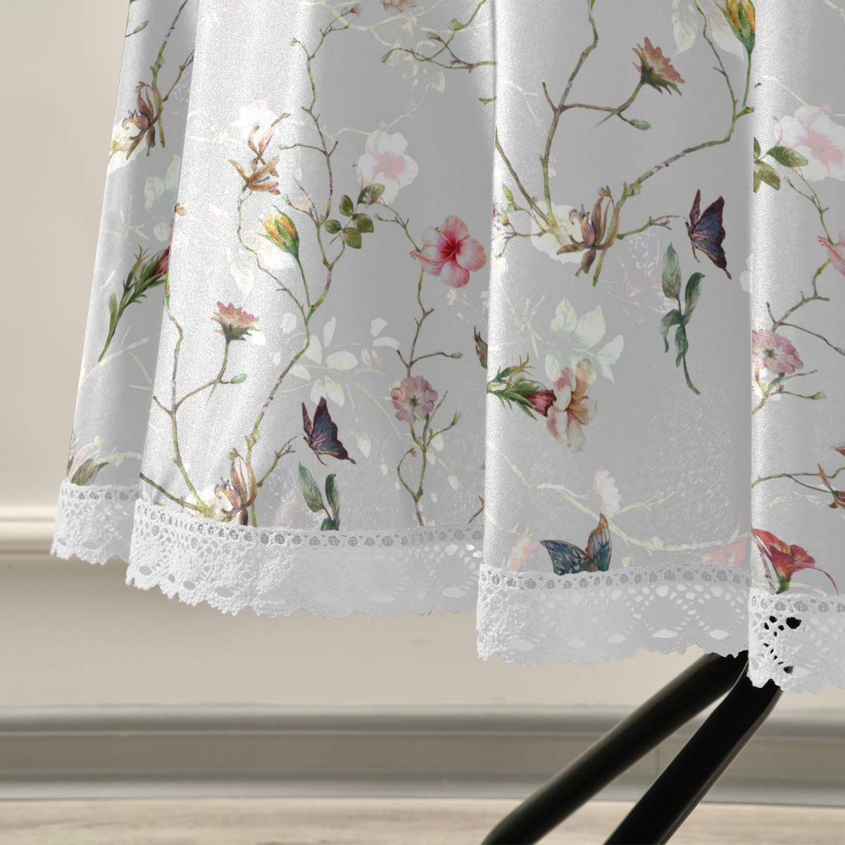 Elegant 60 Inch Round Tablecloth with Classic Butterfly & Meadow Flowers Design - White Lace Polyester Table Cover for Party, Wedding, and Dinner Table Decor - Perfect for Indoor and Outdoor Celebrations