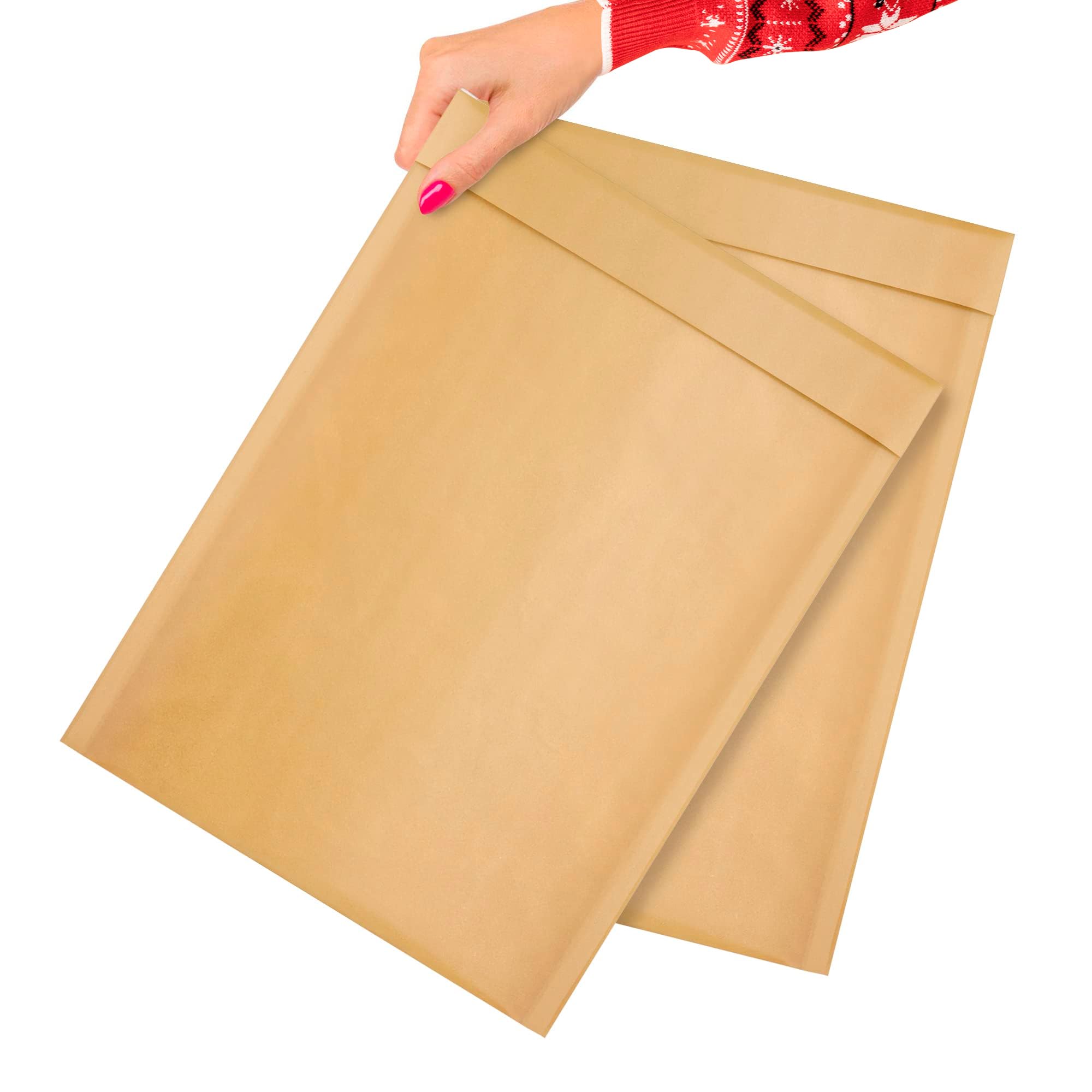 100-Pack 10.5x15 Inch Brown Kraft Bubble Mailer Envelopes | Self-Seal Padded Mailing Bags | Water-Resistant & Opaque Packaging for Jewelry, Cosmetics, Small Business Shipping & Ecommerce Orders