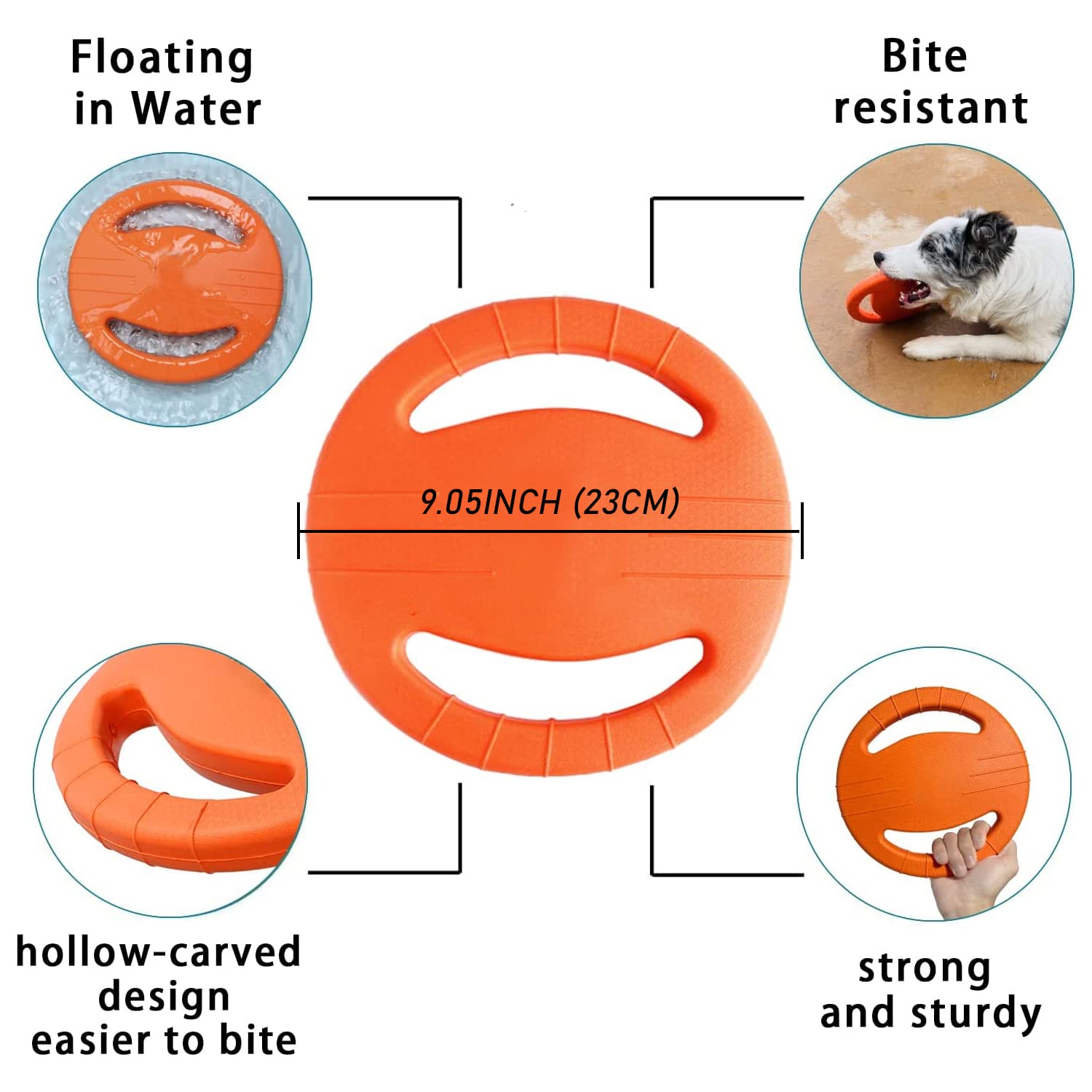 **Indestructible Dog Flying Disc Toy for Aggressive Chewers - 9.05 Inch Chew-Proof Frisbee for Medium & Large Dogs - Floating Water & Outdoor Play - Perfect for Beach, Pool, Backyard & Park Fetch Games**