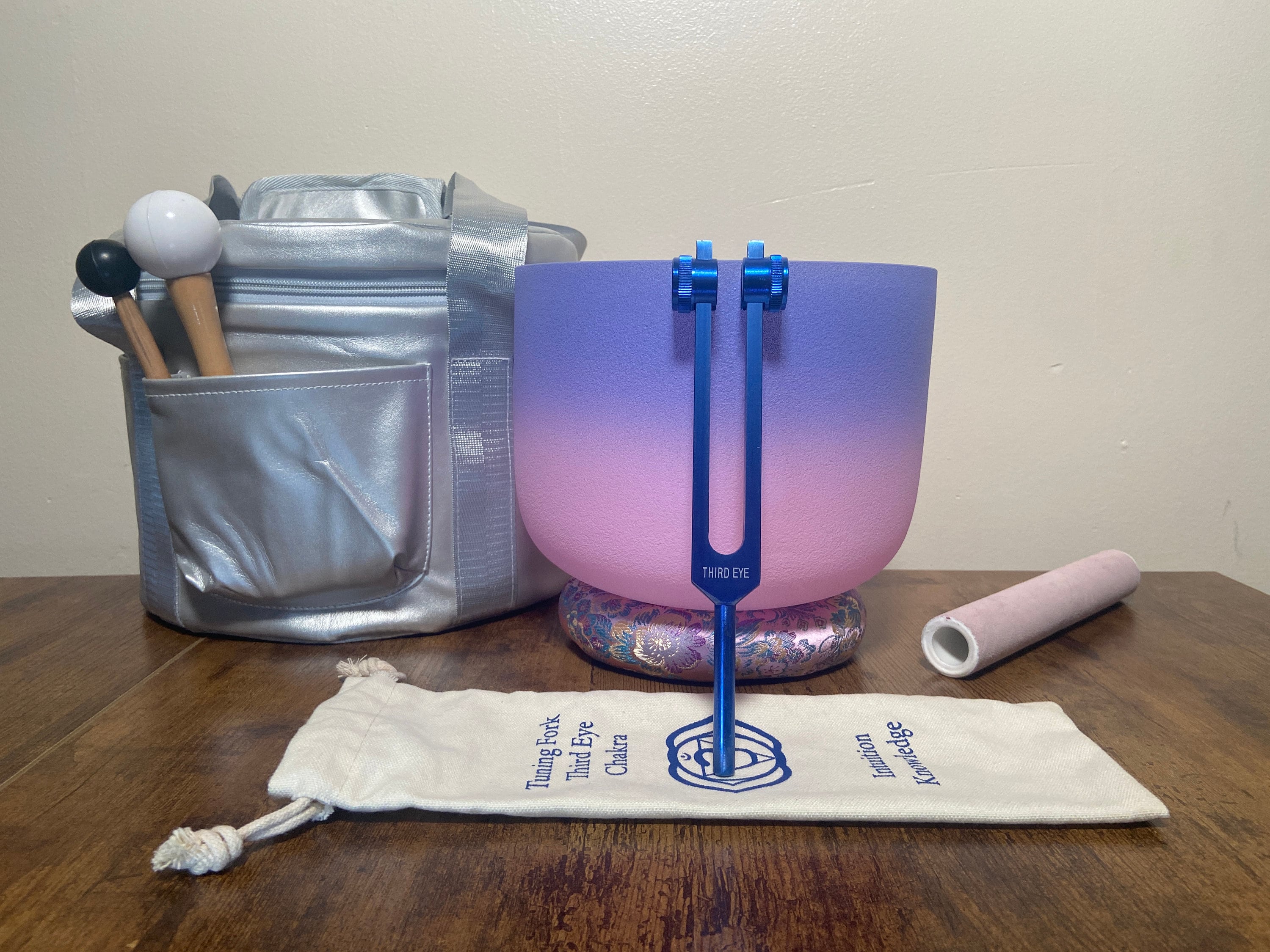 3rd Eye Chakra Tuning Fork & 432Hz Crystal Singing Bowl Set with Carry Bag - High Vibration Meditation Tools for Spiritual Healing, Yoga & Energy Balancing