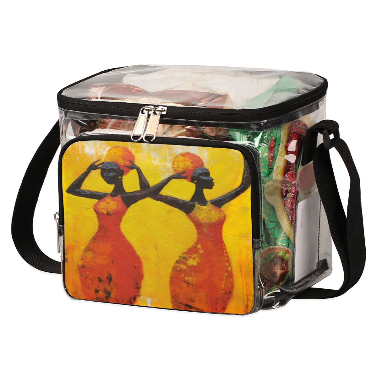 African Women's Clear Tote Bag with Handles - Ethnic Transparent Crossbody Shoulder Bag for Lunch, Travel & Outdoor Activities | Perfect for Picnics, Concerts, Sports Events & Stadium Approved | Multi-Purpose Fashion Accessory for Daily Use, Shopping & Beach Outings