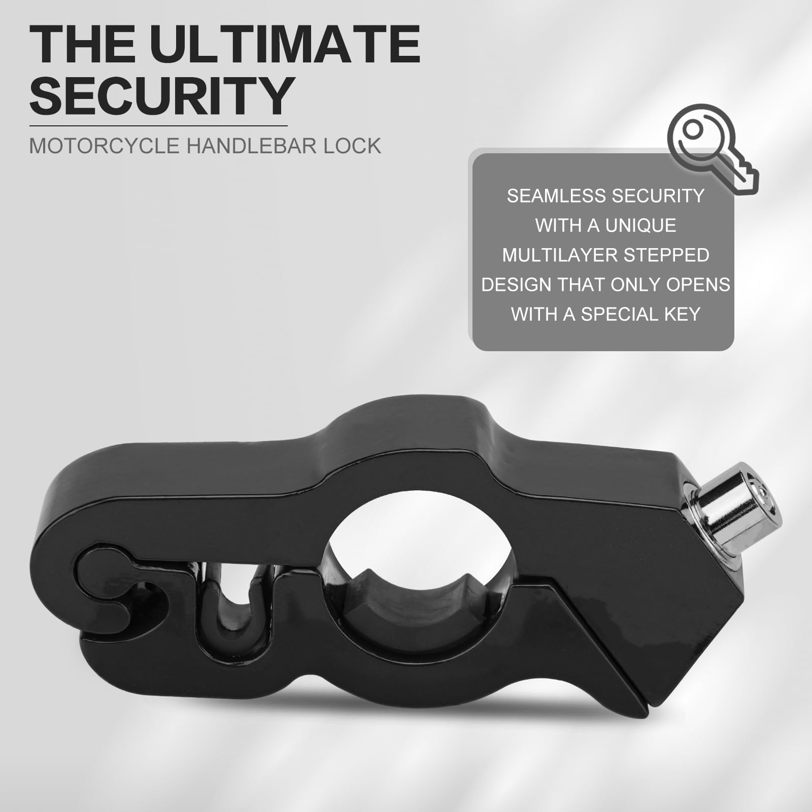 Universal Motorcycle Handlebar Lock - Anti-Theft Brake Grip & Throttle Lock (Black, Adjustable) for Bikes, Scooters, Mopeds & ATVs - Secure Parking & Long Rides
