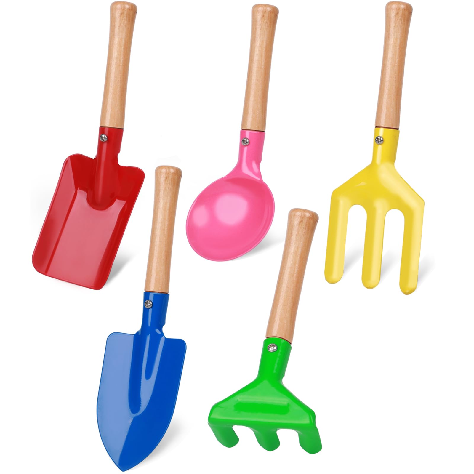 5PCS Kids Gardening Tools Set - Safe & Durable Sand Toys for Children with Spoon, Fork, Trowel, Rake & Shovel | Perfect for Beach Play, Backyard Gardening & Outdoor Learning Activities