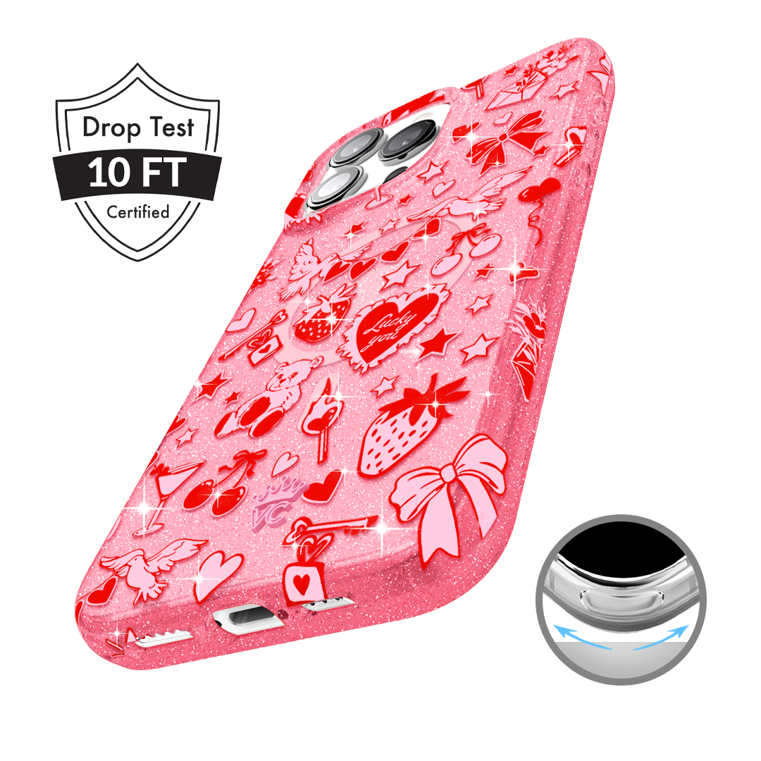 Be Mine Glitter iPhone Case - Sparkly Protective Phone Cover for iPhone 13/14/15 - Perfect for Valentine's Day, Parties & Everyday Glam