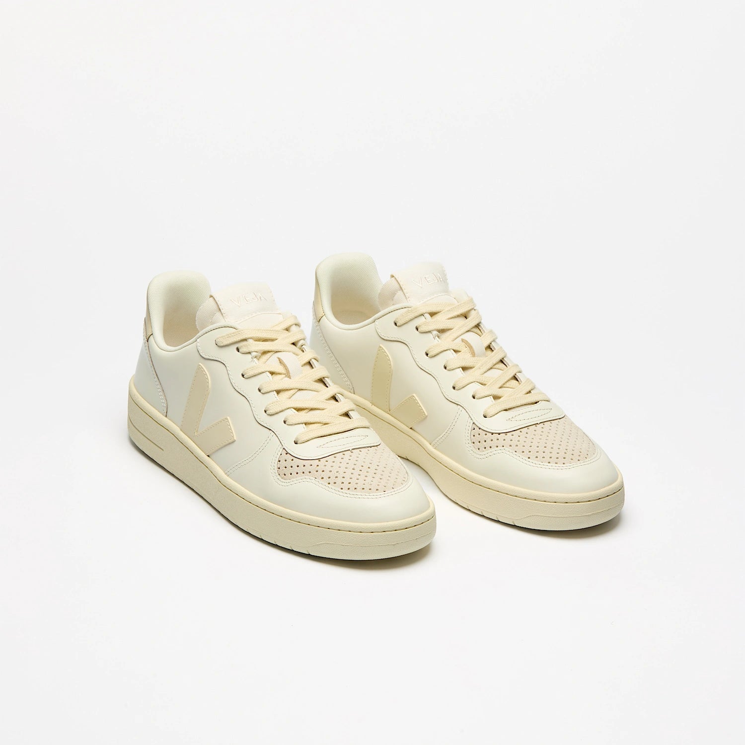 Veja Women's V 10 Leather Sneakers in Pure Calcaire - Eco-Friendly White Casual Shoes for Women | Perfect for Everyday Wear, Work & Travel