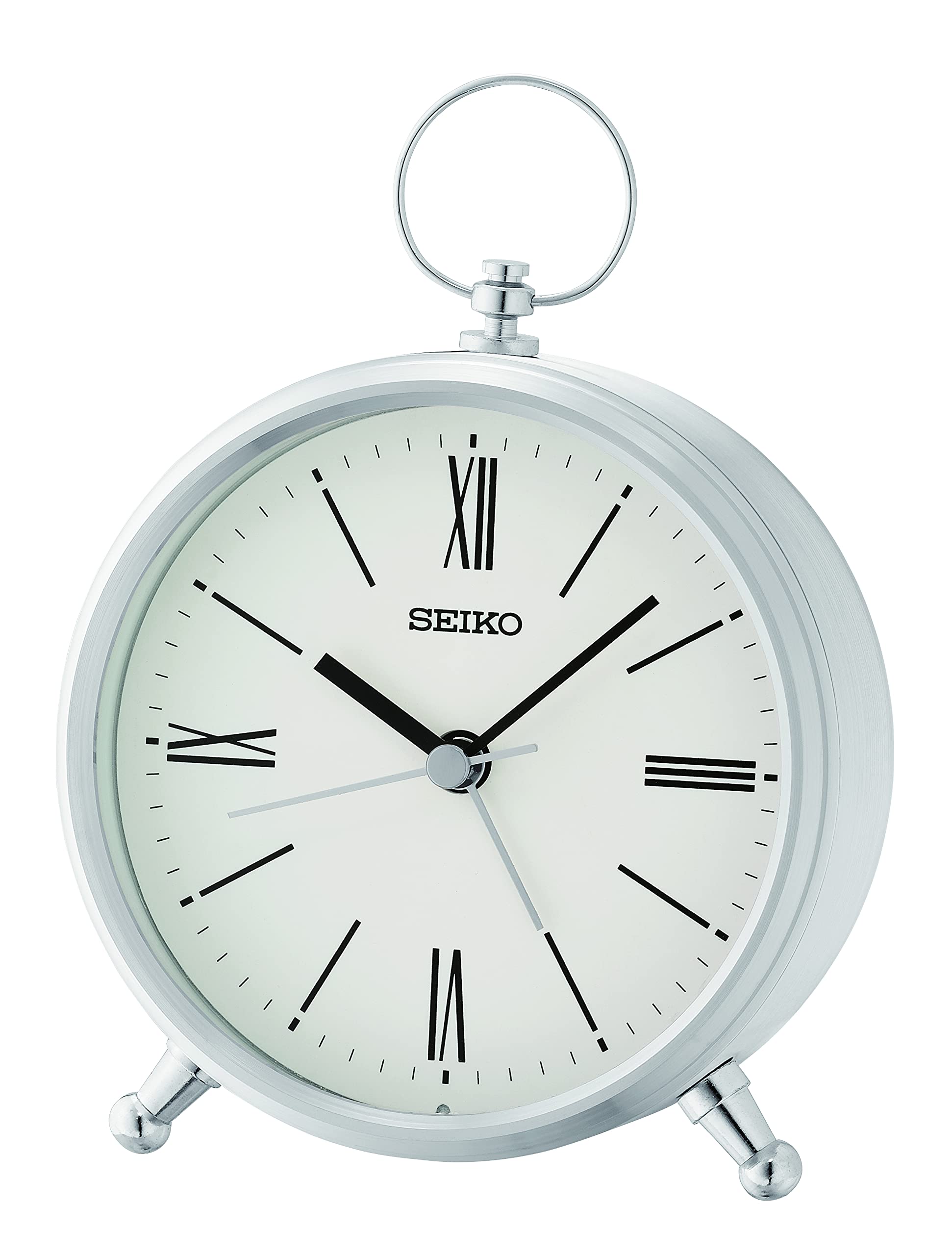 Seiko Ming Silver Alarm Clock - Digital LED Display with Snooze & Night Light - Perfect for Bedroom, Office, and Travel Use