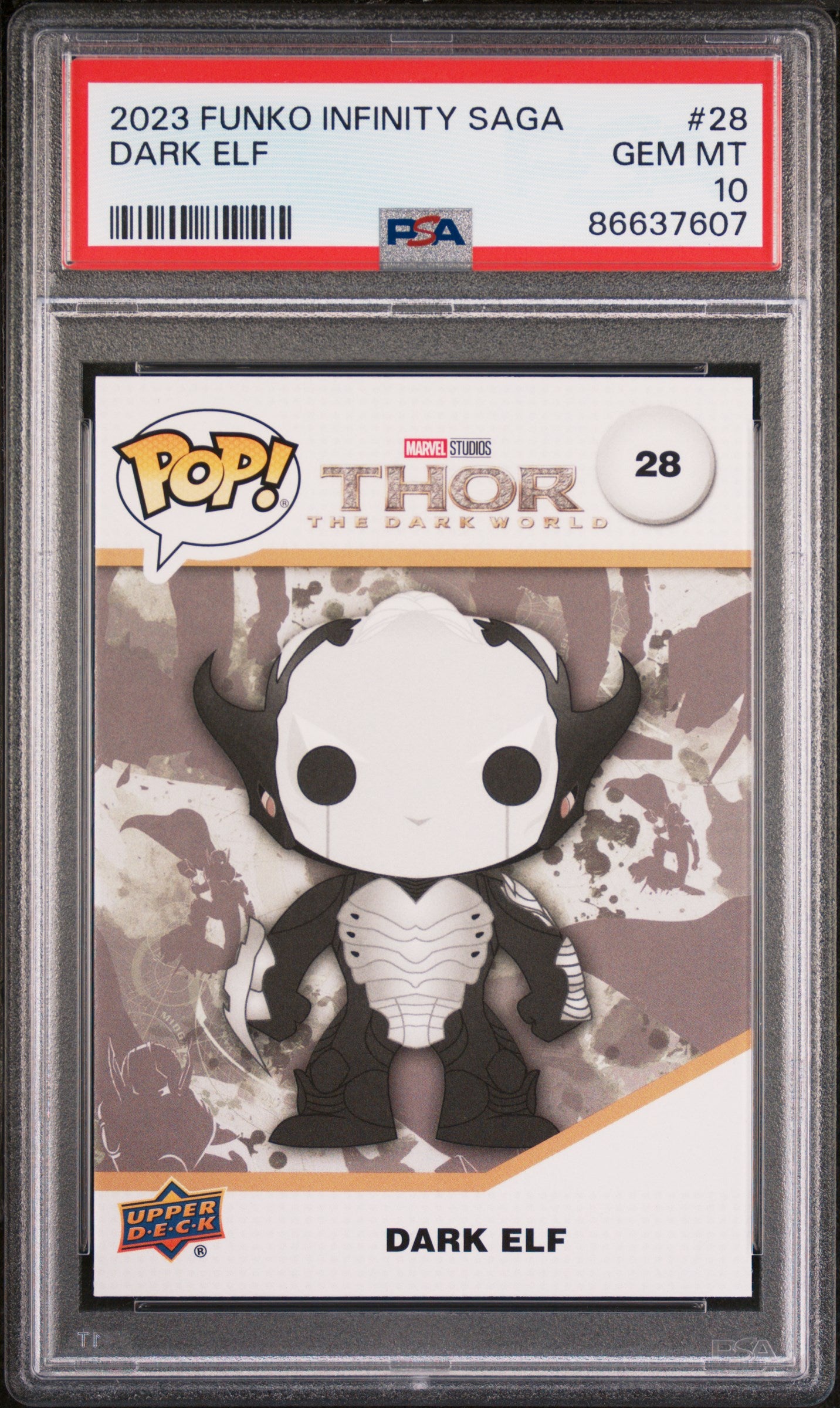 2023 Upper Deck Funko Pop Marvel Dark Elf #28 PSA 10 Graded Collectible - Perfect for Marvel Fans & Pop Culture Collectors | Display for Home, Office, or Marvel-Themed Collections