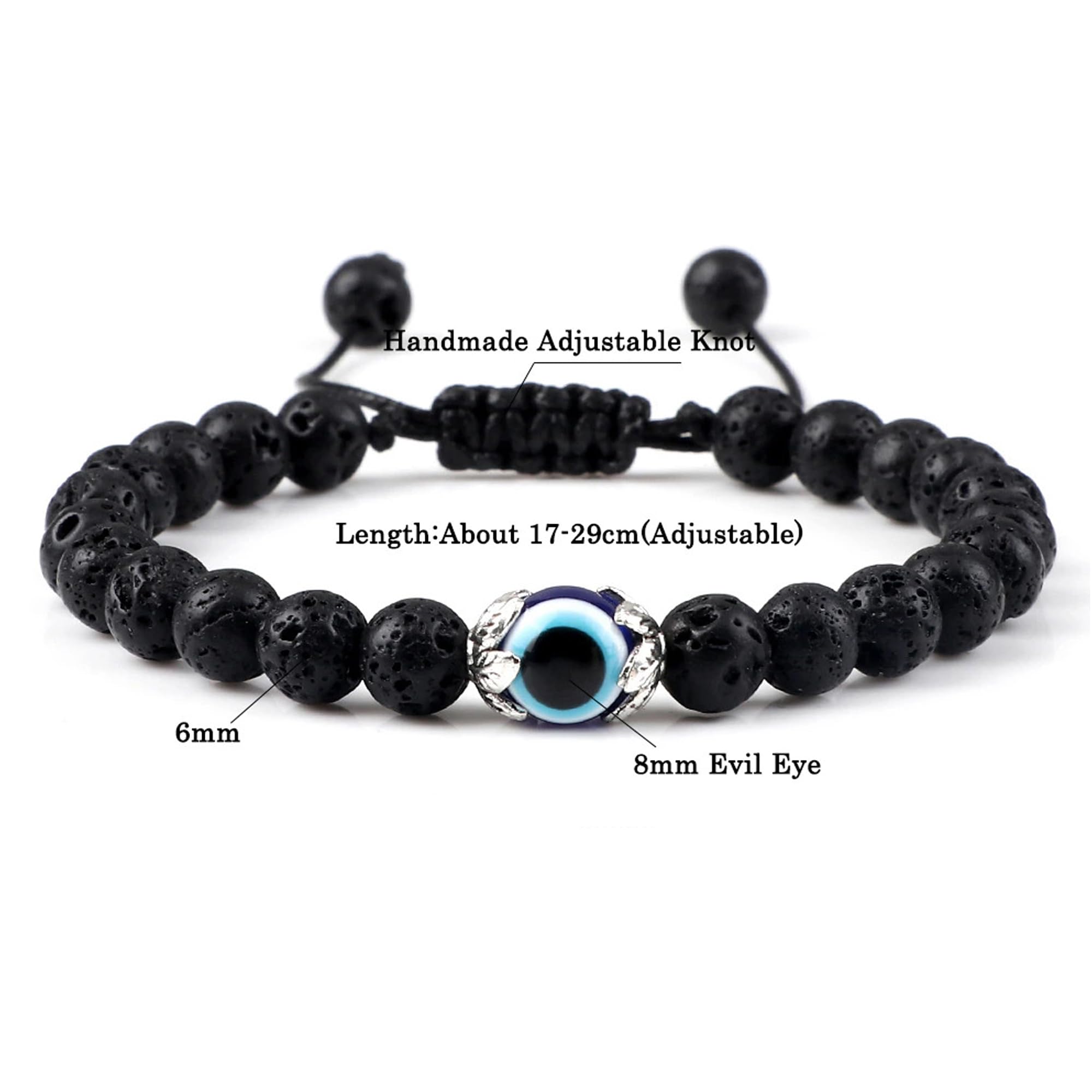 Stylish Adjustable Lava Stone Evil Eye Bracelet for Women & Men - Black Beaded Fashion Jewelry Gift for Her, Him, Girls & Boys - Perfect for Everyday Wear, Spiritual Protection & Thoughtful Gifting