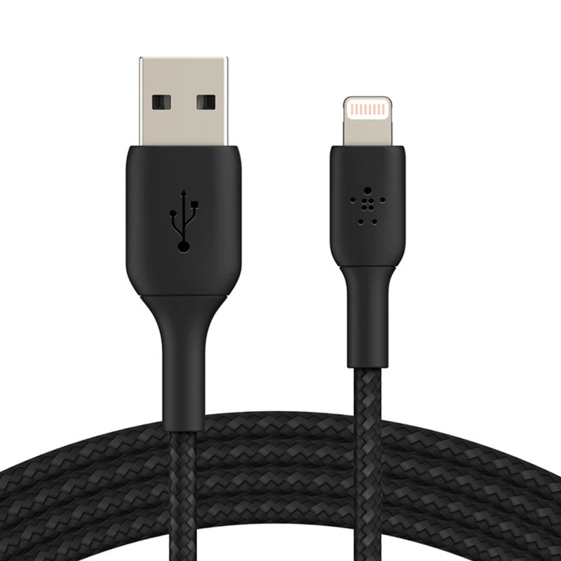 Belkin BoostCharge Braided Lightning to USB A Cable 6.6ft (2M) - Fast Charging & Durable iPhone Charger for Home, Office & Travel