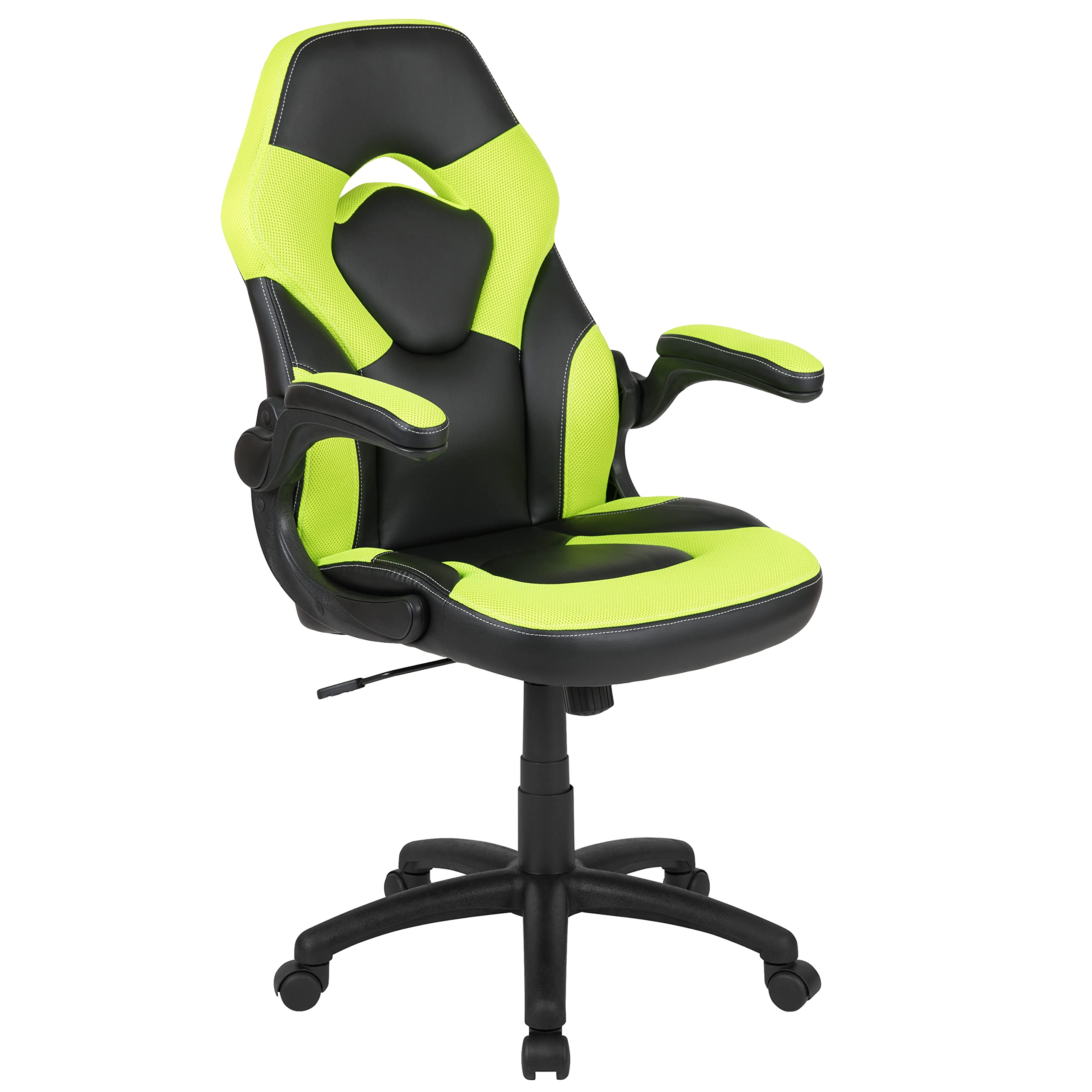Flash Furniture Gaming Desk with Green & Black Racing Chair Set - Cup Holder, Headphone Hook, Removable Mouse Pad & 2 Cable Management Holes | Perfect for PC Gaming Setup, Home Office & Esports Tournaments