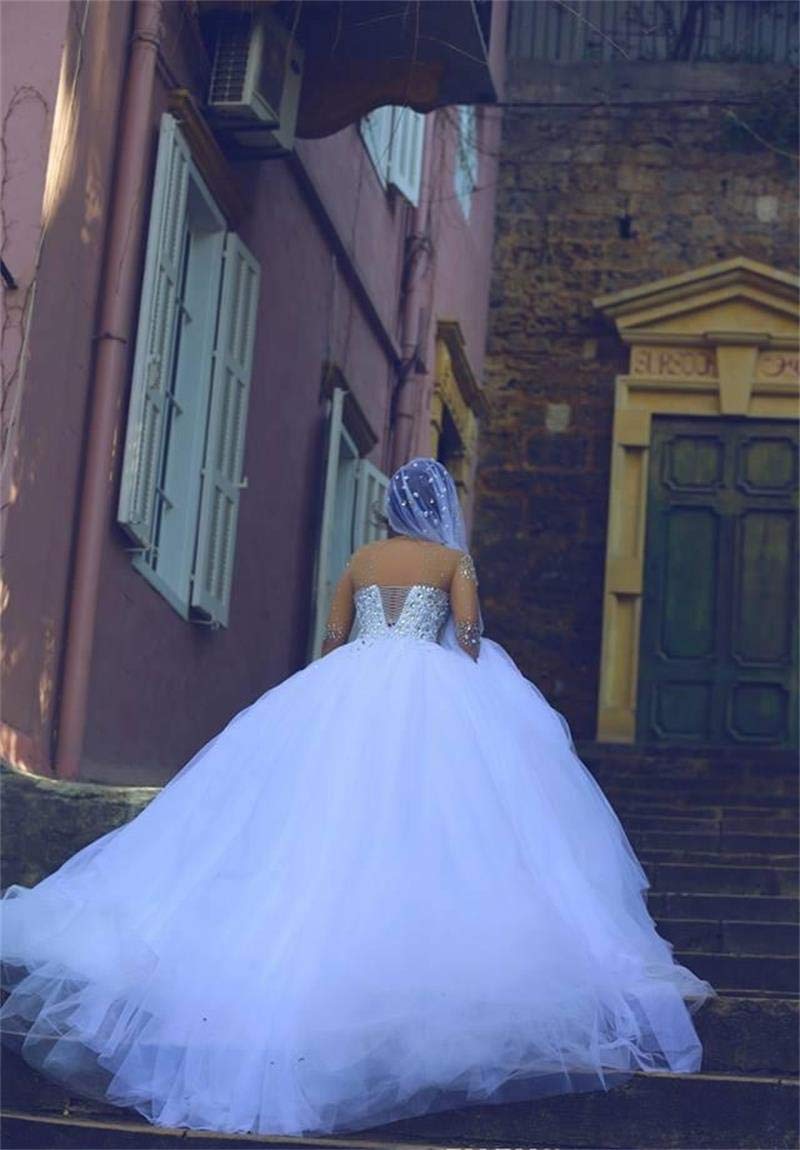 Elegant Beaded Rhinestone Long Sleeve Ball Gown Wedding Dress for Brides - Perfect for Formal Events, Evening Galas & Special Occasions