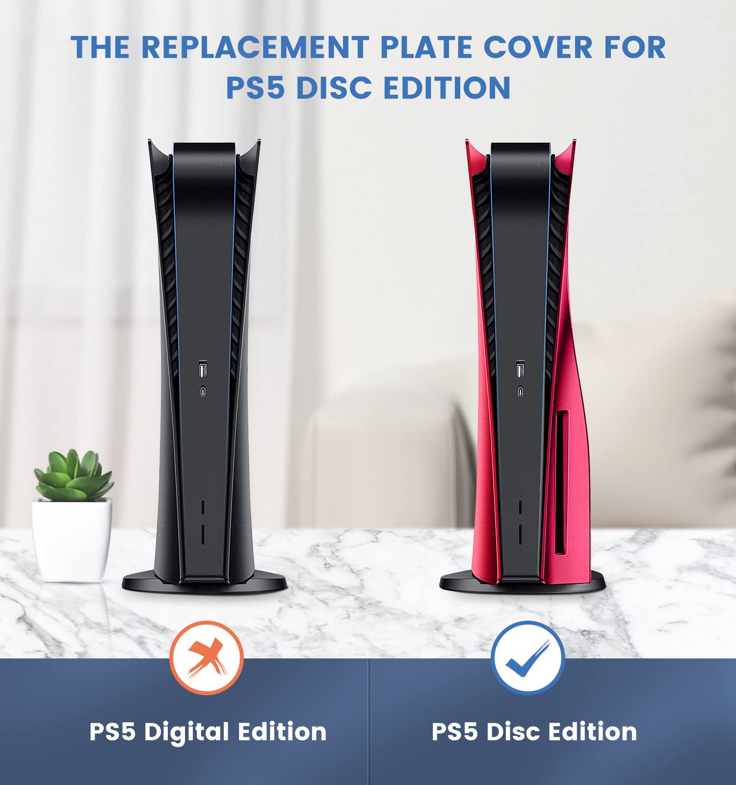 PS5 Faceplate Cover - Cosmic Red Replacement Shell for PlayStation 5 Disc Version | Shockproof Hard Case & Side Plates | Perfect for Gaming Setups & Console Protection (Red)
