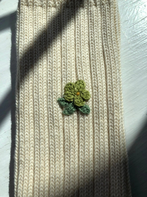 Crochet Wild Flower Socks for Women - Boho Cotton Ankle Socks with Floral Design - Perfect for Yoga, Summer Outfits and Boho Fashion