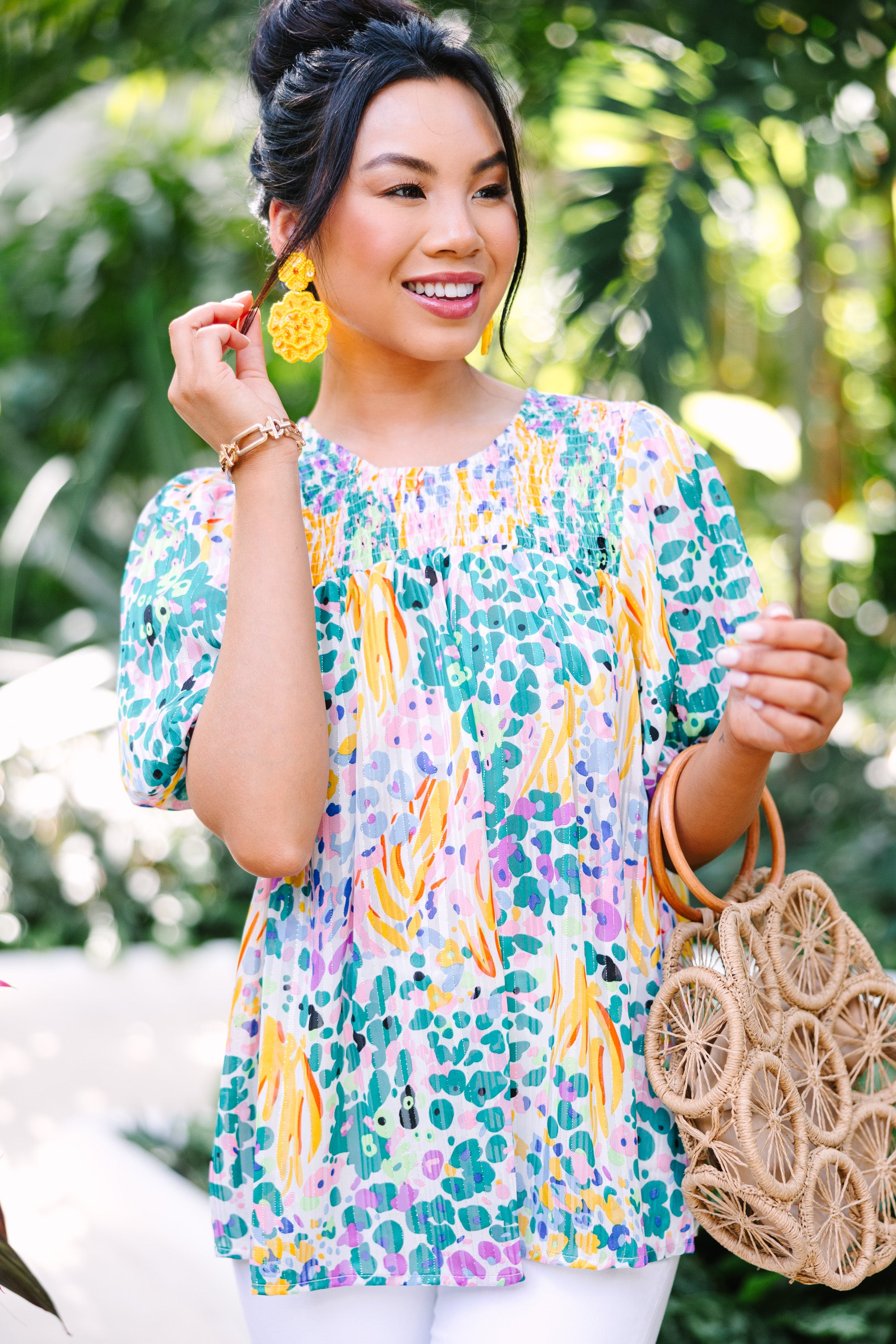 Stylish Yellow Floral Blouse for Women - Trendy Spring Summer Tops - Perfect for Office, Date Night & Casual Outings