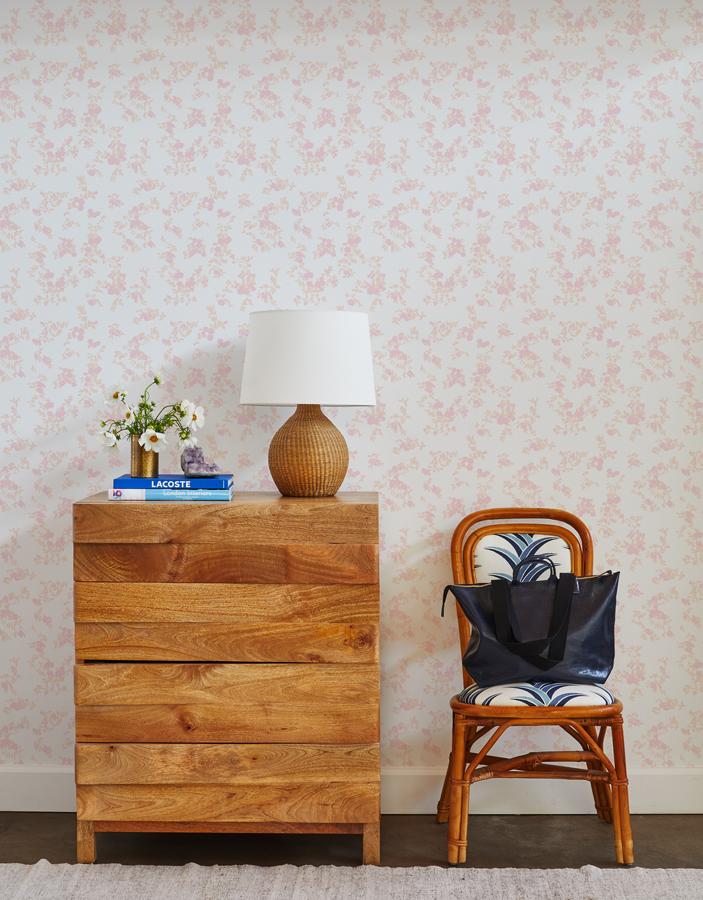Clare V. Françoise Floral Wallpaper in Blush - Elegant Peel and Stick Wallpaper for Bedroom, Living Room & Nursery Decor