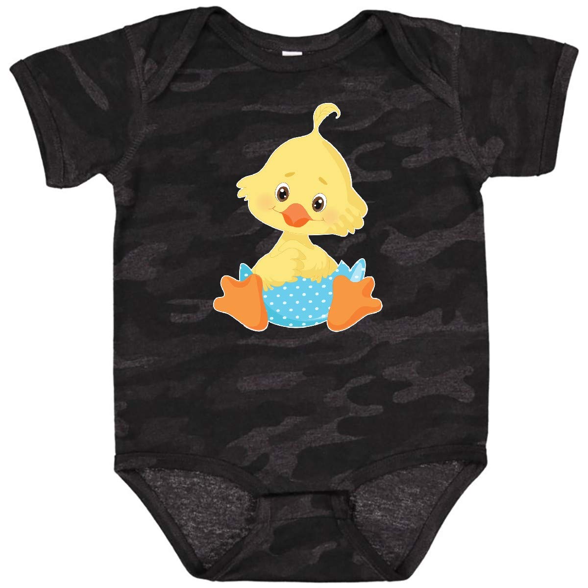 Inktastic Cute Easter Chick in Blue Easter Egg Baby Bodysuit - Soft Cotton Infant Onesie for Easter Photos, Baby Shower Gifts & Spring Celebrations