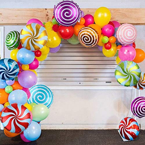 90 Pack Candy Balloon Garland Arch Kit - Sweet Candy Lollipop Balloons for Candyland Birthday Party, Baby Shower & Christmas Decorations | Perfect for Indoor/Outdoor Themed Celebrations and Photo Backdrops