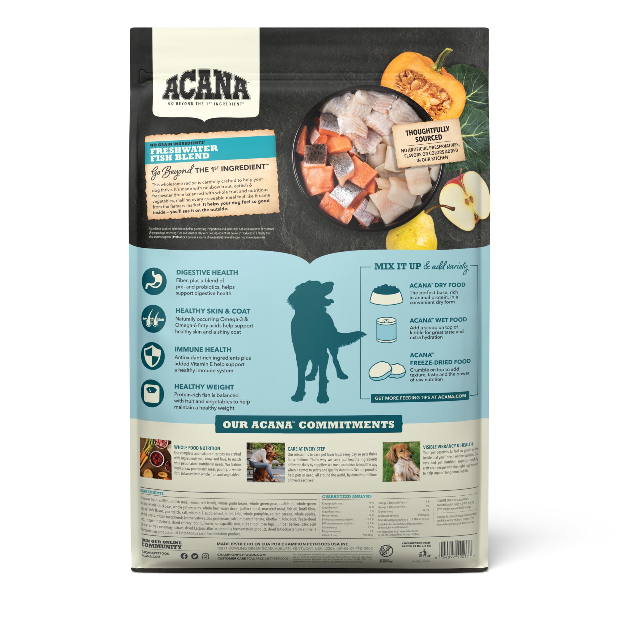 ACANA Grain Free Dry Dog Food - Freshwater Fish Recipe, 13lb Bag | Premium High Protein Kibble for Adult Dogs | Perfect for Active Pets & Sensitive Stomachs