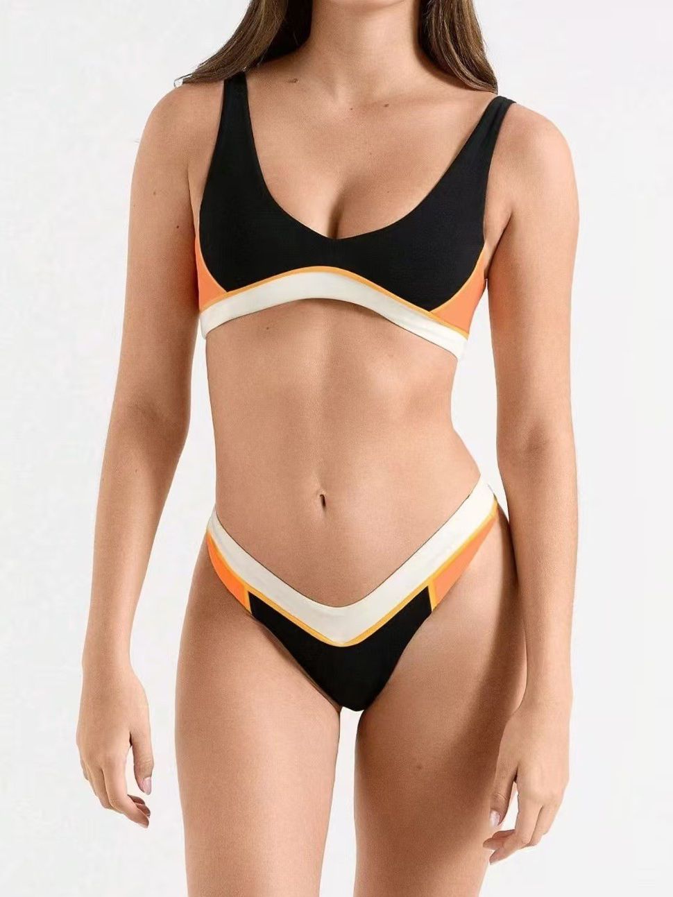 ZASUWA Women's Sexy Contrast Color Backless Bikini Set - Swimwear for Beach, Pool Party & Summer Vacation