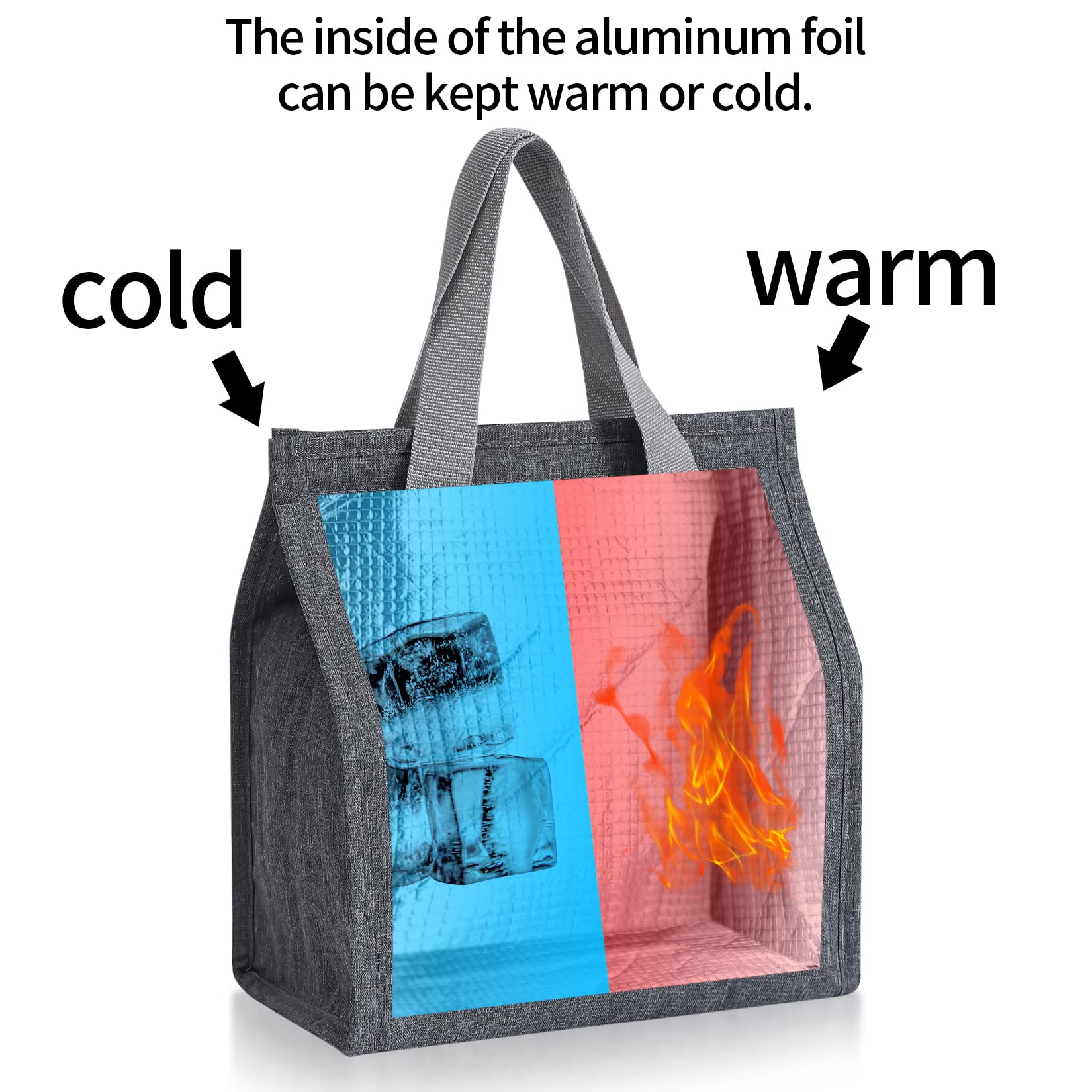 Insulated Lunch Bag for Women & Men - Reusable Lunch Box Tote for Work, Office & Travel - Grey | Perfect for Meal Prep, Picnics & Daily Commute