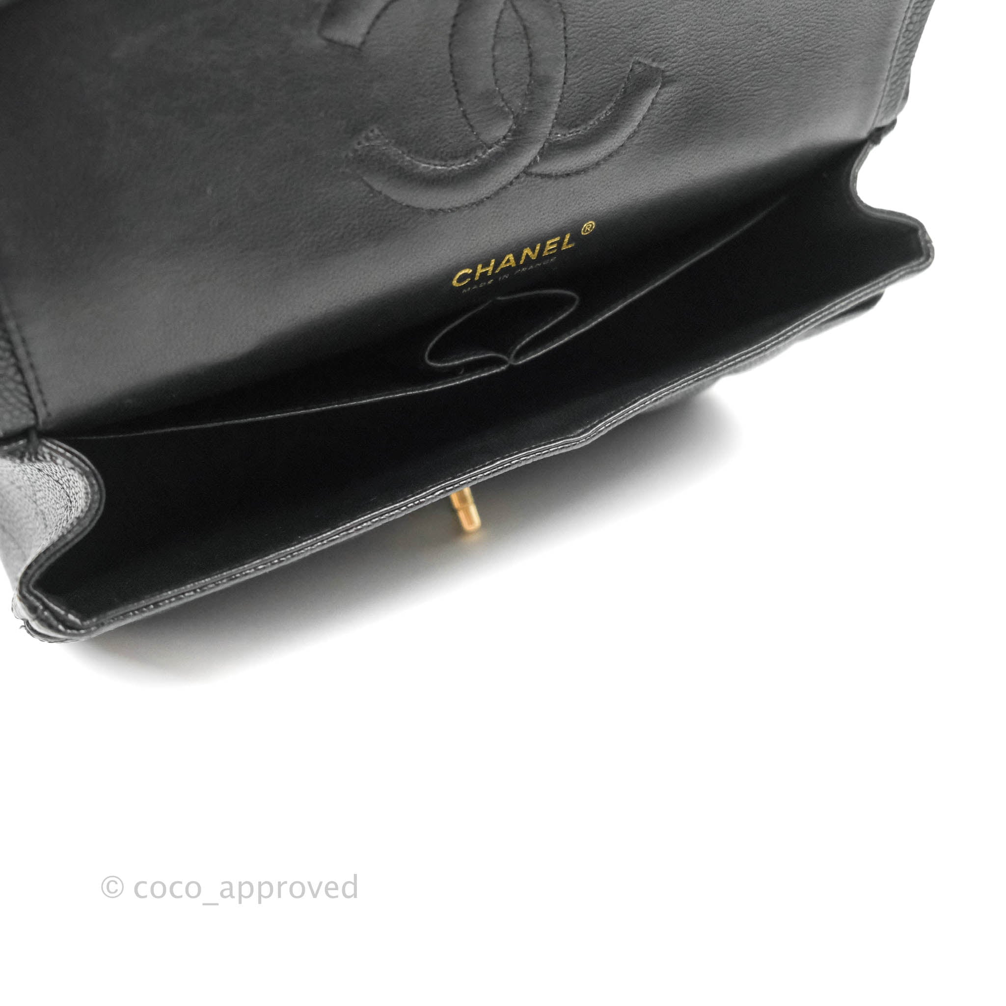 Chanel Classic M/L Medium Double Flap Bag in Black Caviar Leather with 24K Gold Hardware - Luxury Handbag for Women, Perfect for Evening Events & Special Occasions