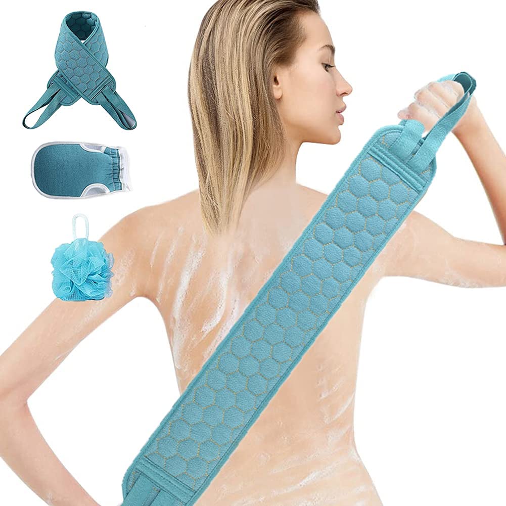 FOKRIM Natural Loofah Sponge for Bath & Shower - Exfoliating Body Scrubber for Women & Men - Set of 3 - Perfect for Daily Skin Care & Gentle Exfoliation