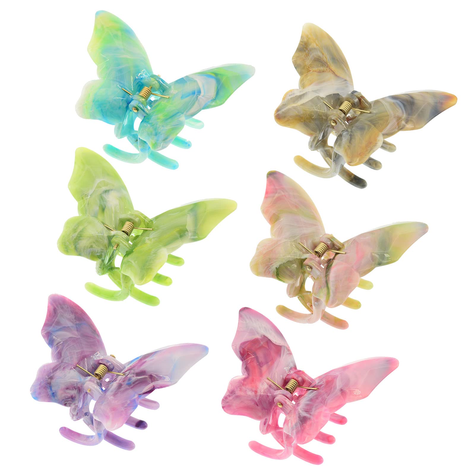 6-Piece Non-Slip Butterfly Hair Claw Clips for Women & Girls - Medium Size Hair Accessories for School, Work, and Everyday Styling