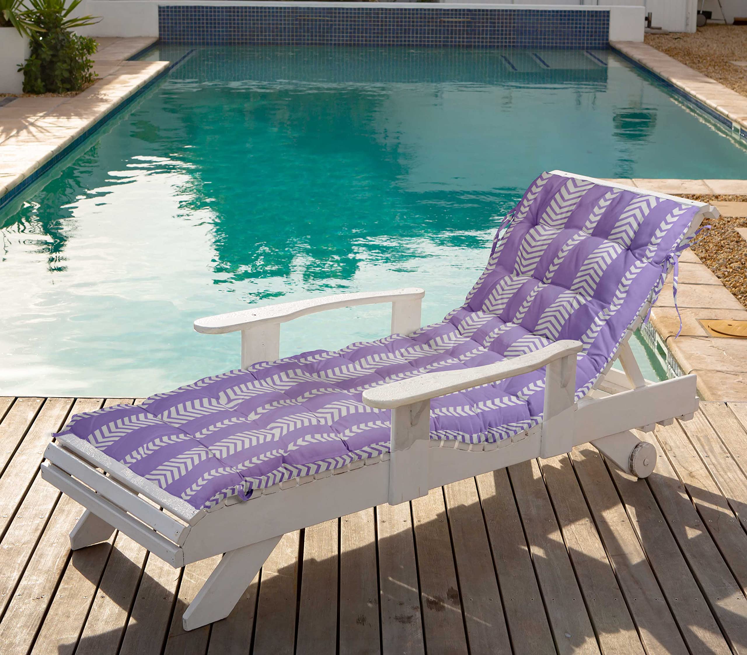 Quilted Thick Padded Seat Cushion with Ties for Rocking Chair, Sofa & Recliner - 74 x 23 inches Dusty Purple - Outdoor Garden, Terrace & Bench Cushion for Comfortable Relaxation