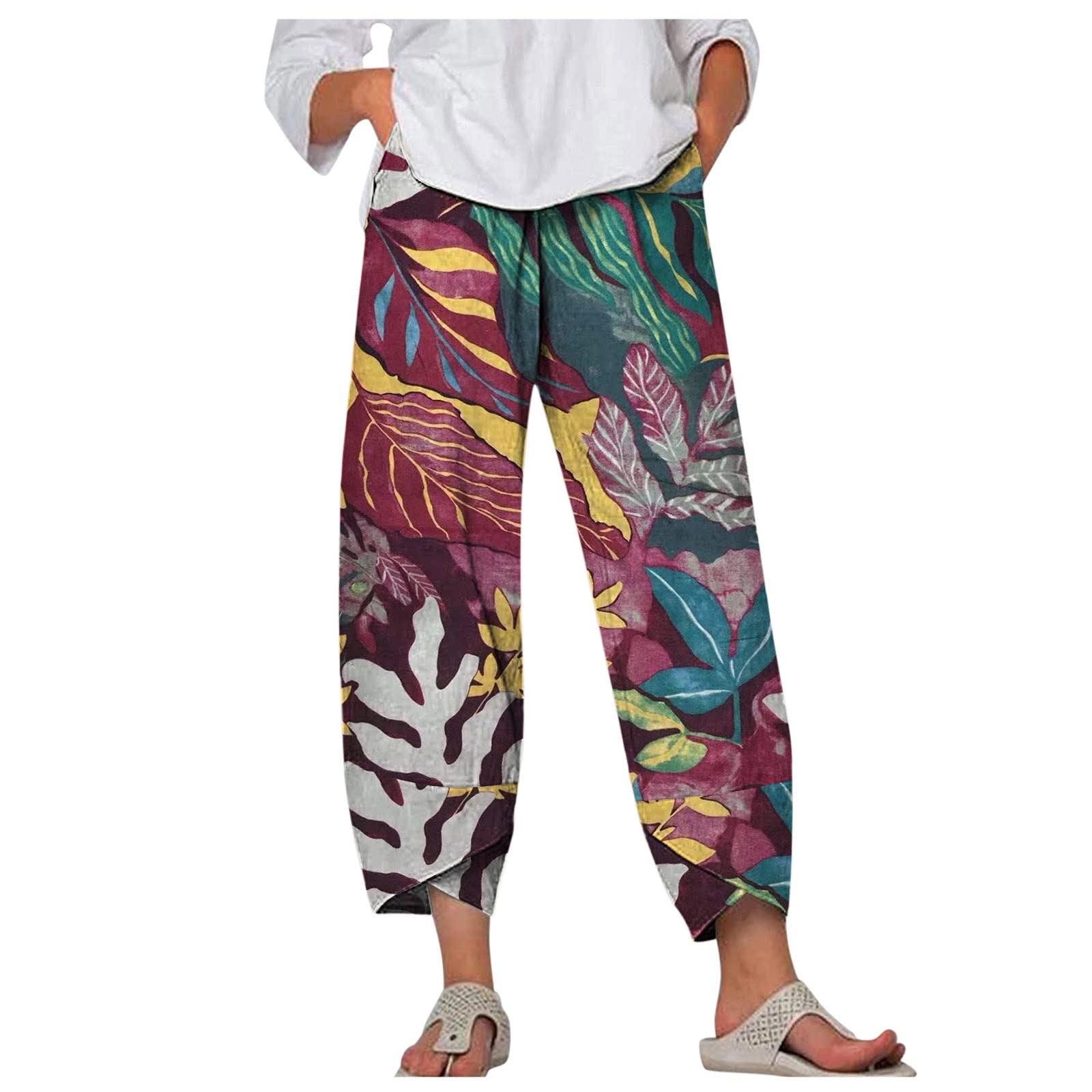 Women's Wide Leg Capri Yoga Pants - Casual Lounge Sweatpants for Workout with Pockets - Plus Size Cropped Pants for Yoga, Running & Everyday Wear