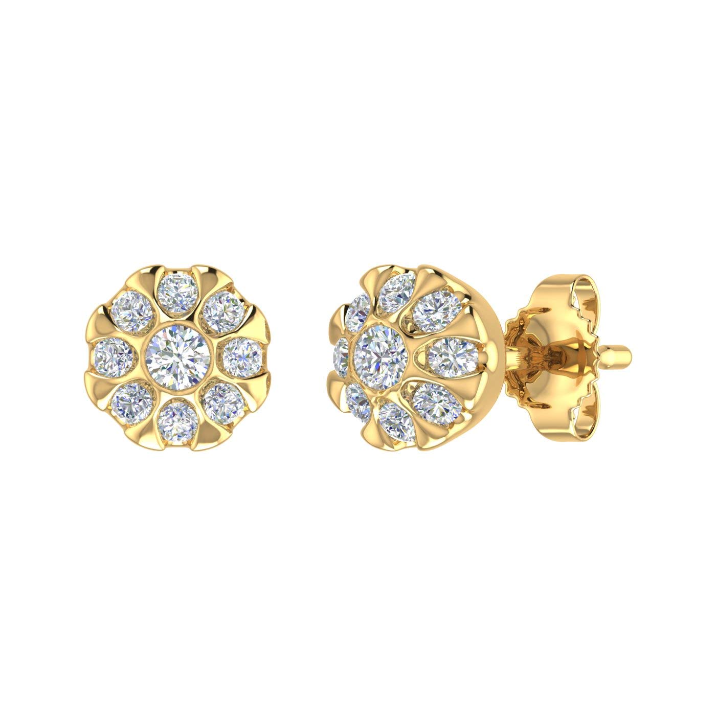 1/4 Carat Diamond Cluster Stud Earrings in 10K Gold - Elegant Dainty Jewelry for Women, Perfect for Everyday Wear, Gifts & Special Occasions