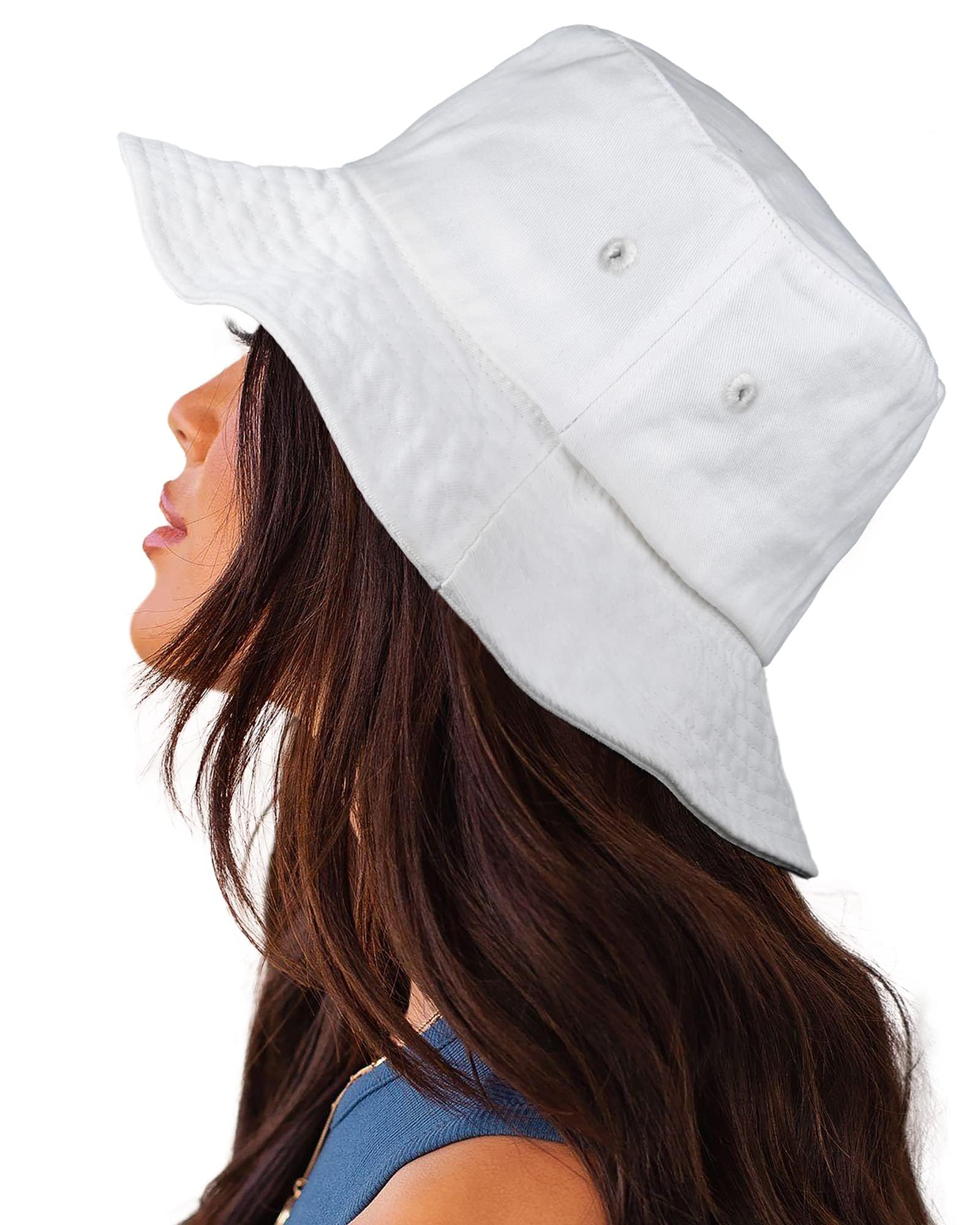 Camptrace Washed Cotton Bucket Hat for Women & Men - Packable Summer Sun Hat with Detachable String - Perfect for Beach, Hiking, and Outdoor Activities