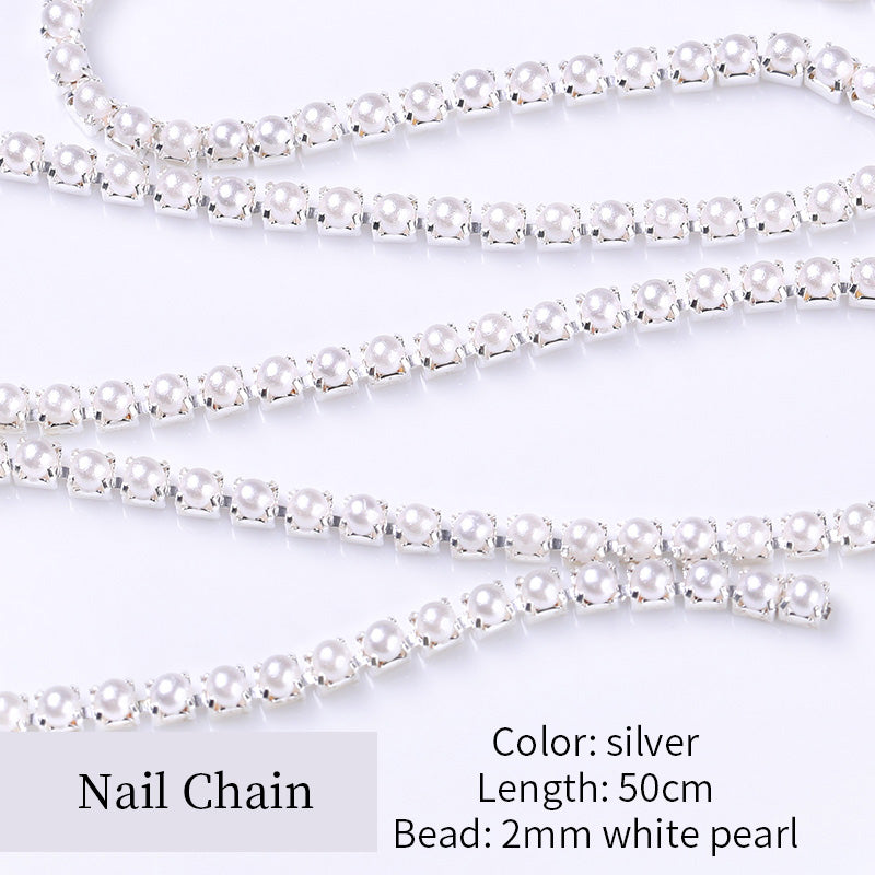 50cm Nail Chain Rhinestones for Nail Art - Sparkling DIY Nail Decorations for Parties, Weddings & Special Occasions