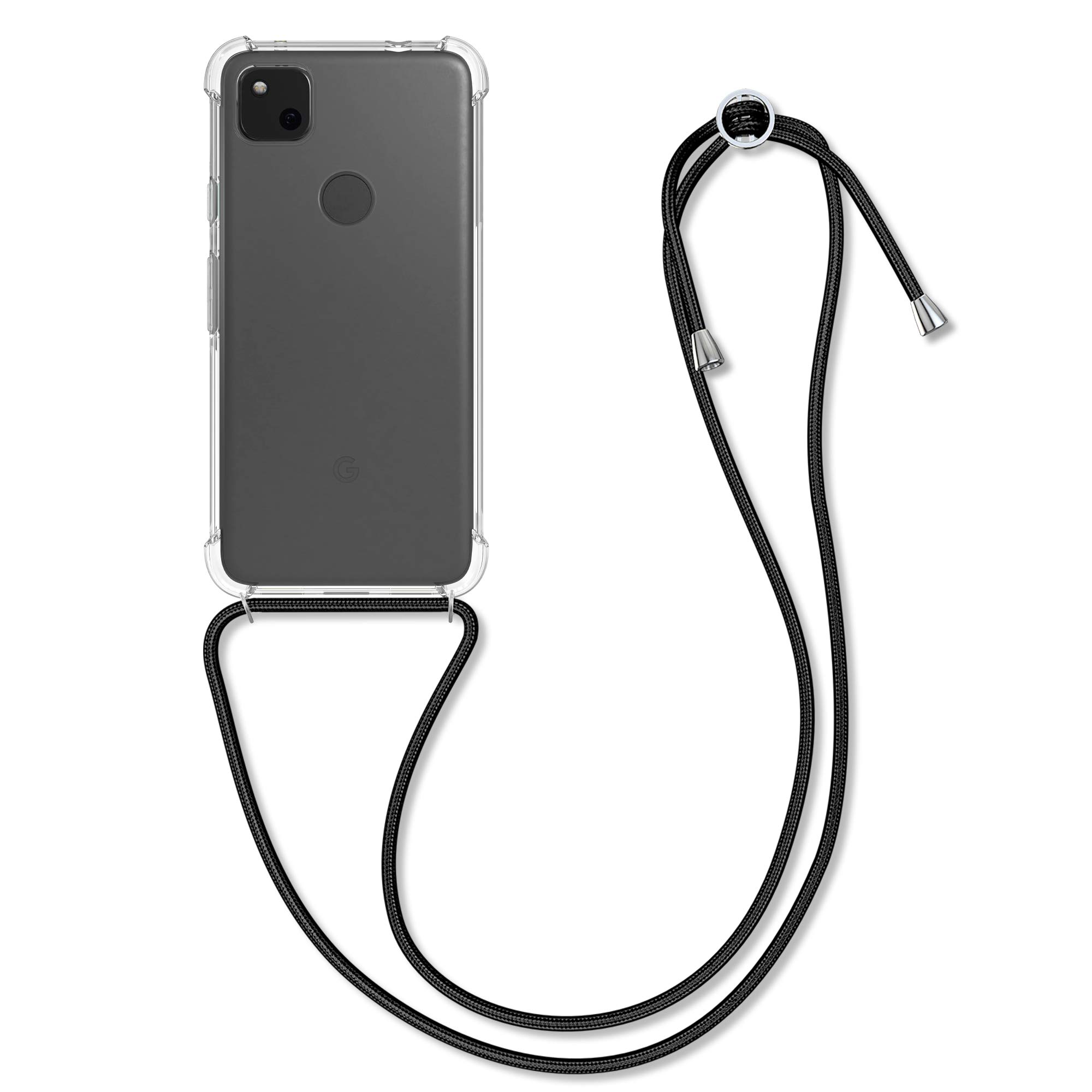 kwmobile Clear TPU Case for Google Pixel 4a with Lanyard - Slim Crossbody Phone Cover for Daily Use & Travel