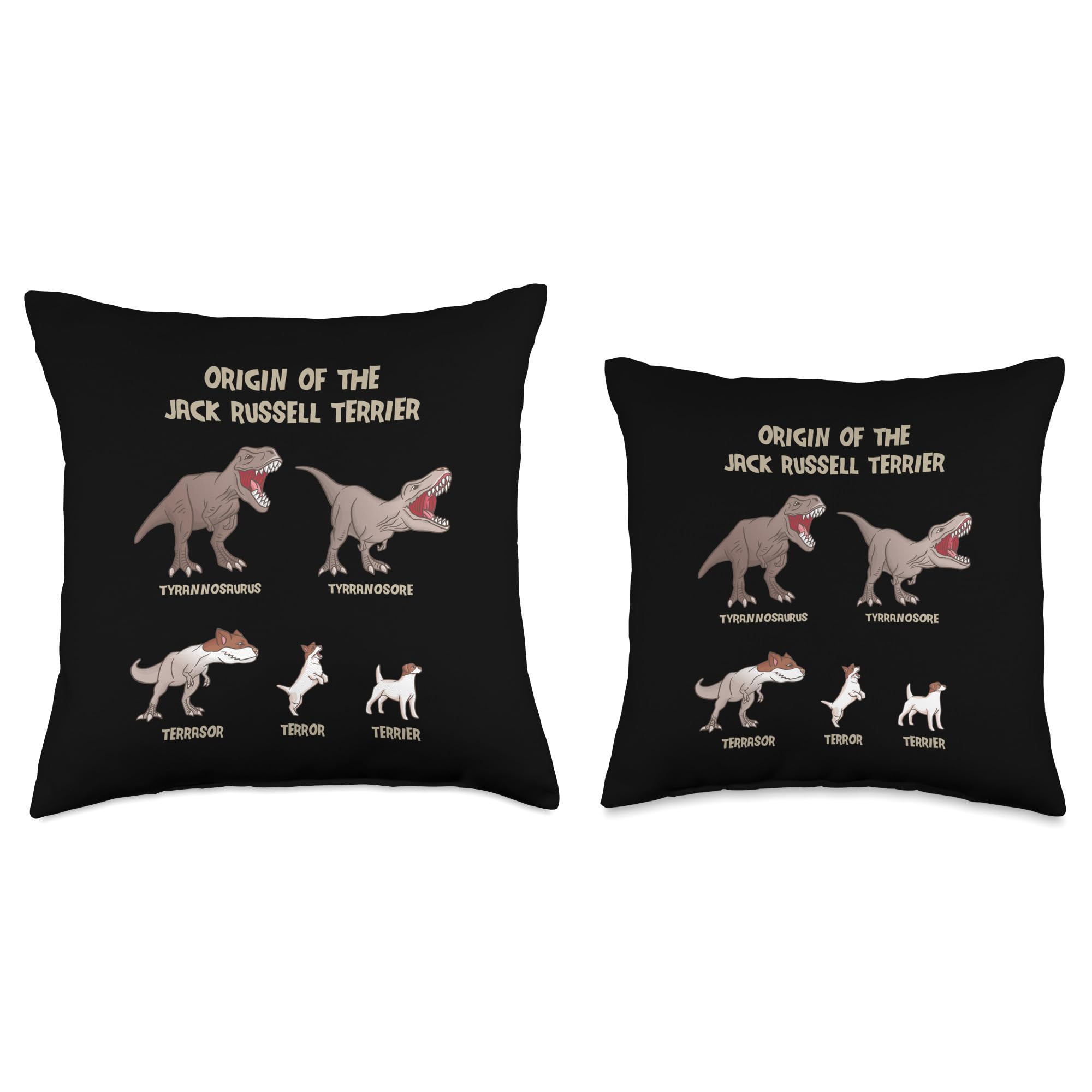 Jack Russell Terrier Evolution History Meme Throw Pillow - Funny Dog Lover Home Decor for Couch, Bed & Office - Perfect Gift for Pet Owners