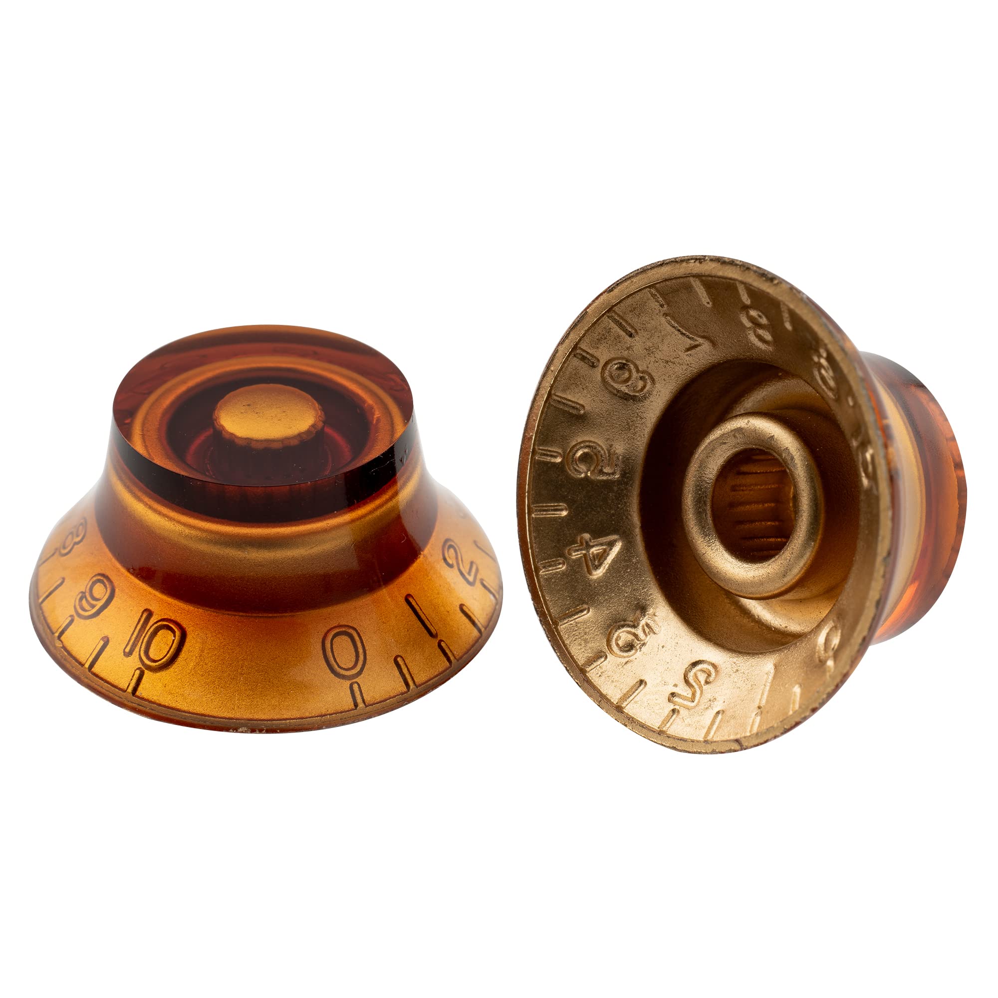 Musiclily Pro Metric Electric Guitar Top Hat Knobs - 18 Spline Bell Knobs for Epiphone Les Paul & SG Guitars (Set of 4, Amber) | Replacement Parts for Guitar Upgrades & DIY Repairs