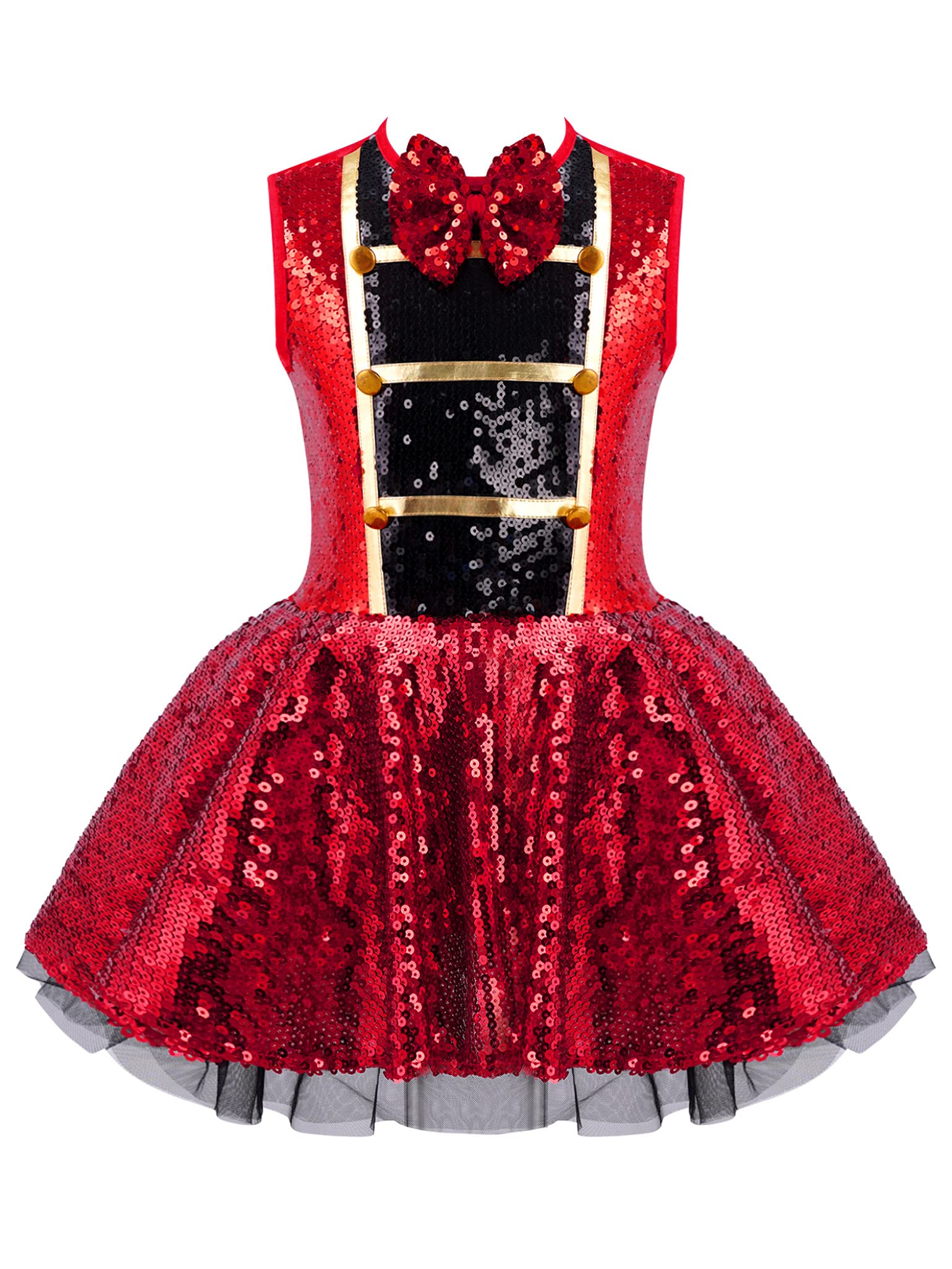 Loodgao Girls Sequin Bowknot Princess Tutu Dress - Circus Ringmaster Costume for Halloween, Christmas & Birthday Parties - Perfect for Dress-Up, Performances & Special Occasions