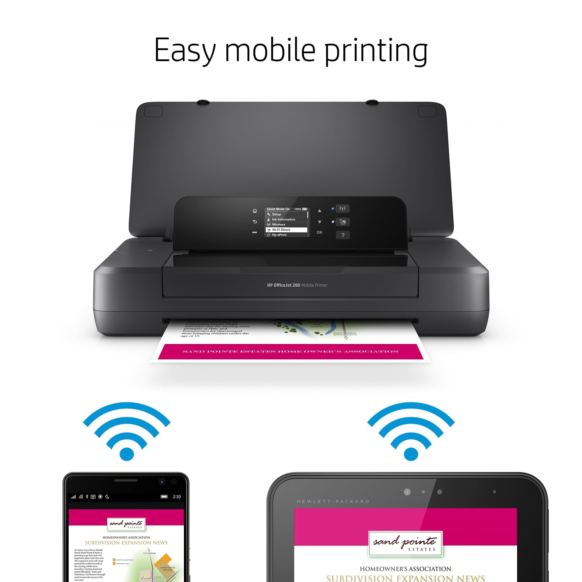 HP OfficeJet 200 Portable Wireless Mobile Printer - Compact & Lightweight (18.6x36.4x6.9cm) for Business Travel & Home Office - Black (CZ993A#BHC) | Perfect for On-the-Go Printing, Remote Work & Small Business Needs
