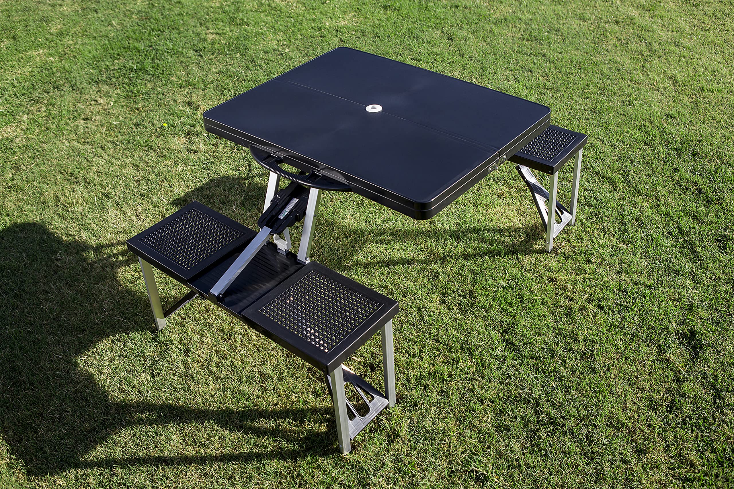 PICNIC TIME NFL Portable Folding Picnic Table with 4 Seats & Umbrella - Perfect for Tailgating, Camping, Beach & Outdoor Parties