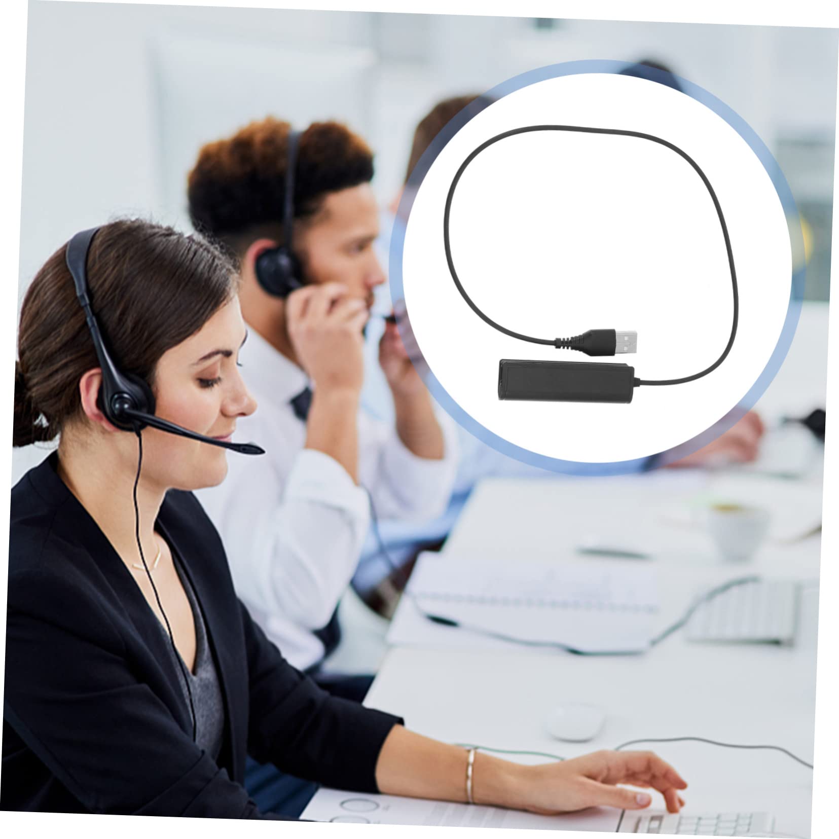 DOITOOL 3-Pack PC Headset Adapter Cable - RJ9 Female Socket to Male Plug Converter for Phone Headsets - Perfect for Call Centers, Office Communications & Remote Work Setups